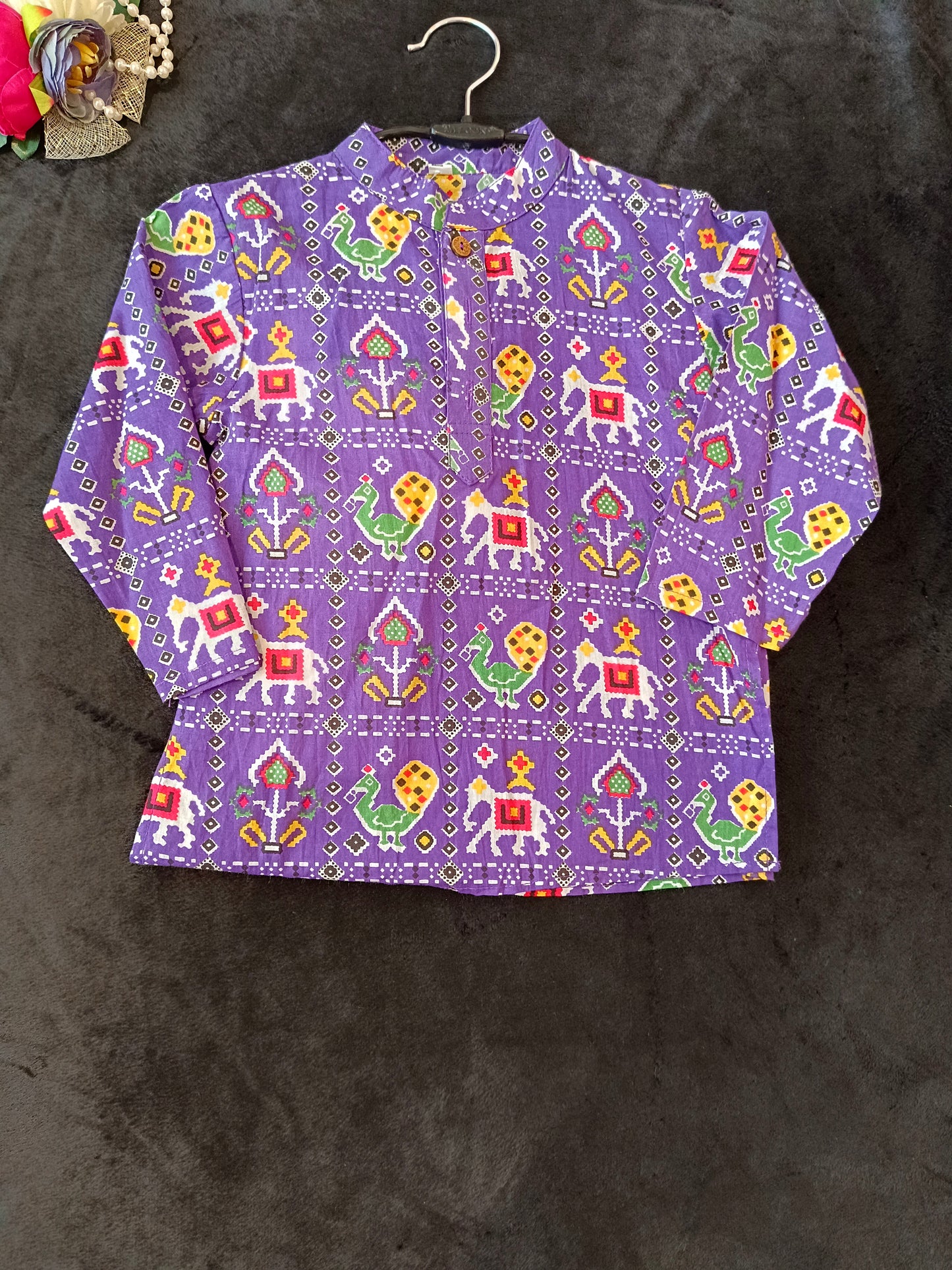 Lavender Patola printed Kurta -Pyjama