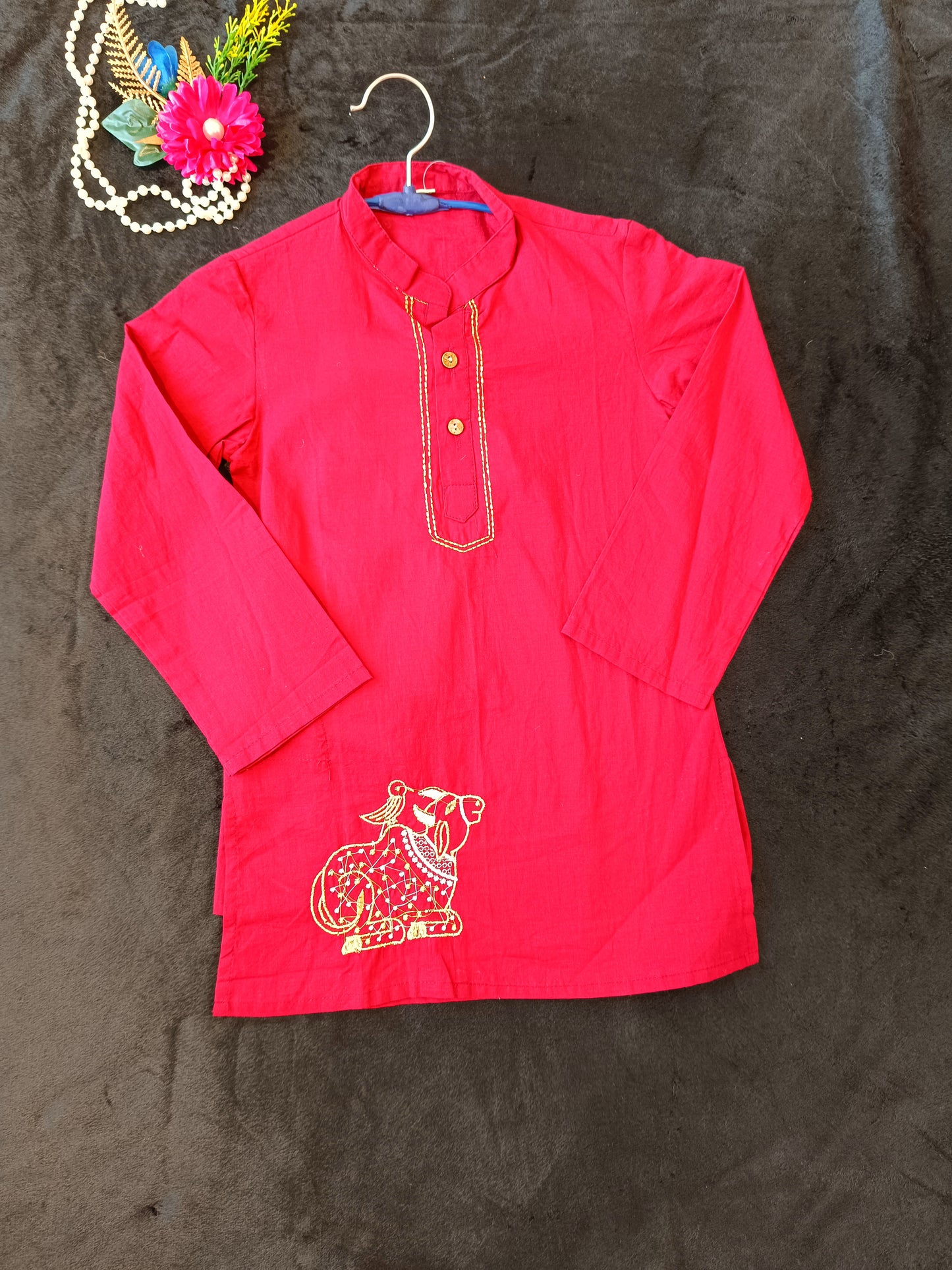 Maroon Nandi embroided Kurta- Payjama