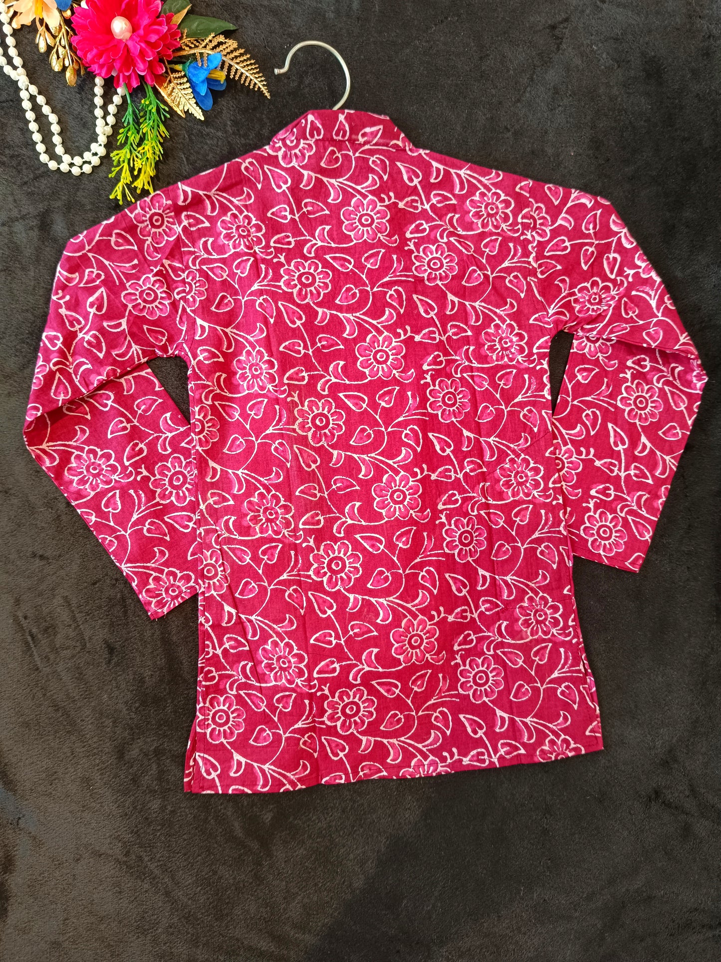 Dark Pink discharge printed Kurta -Pyjama