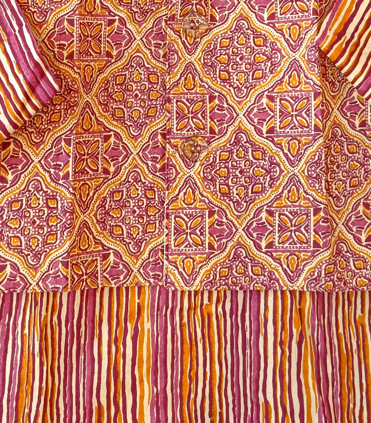 Onion Pink Ajrakh print Jacket with Kurta -Pyjama