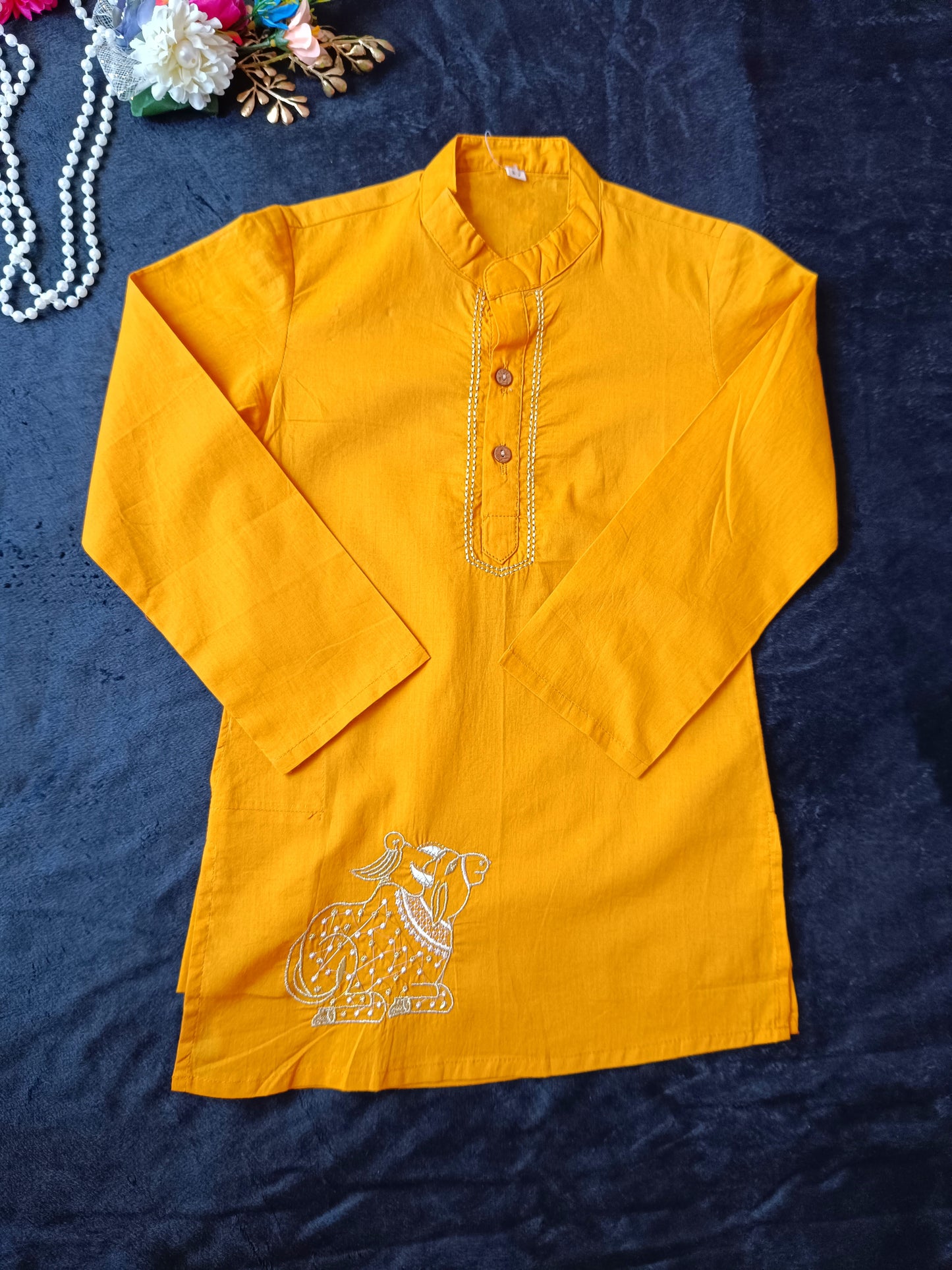 Mustard Nandi embroided Kurta- Payjama