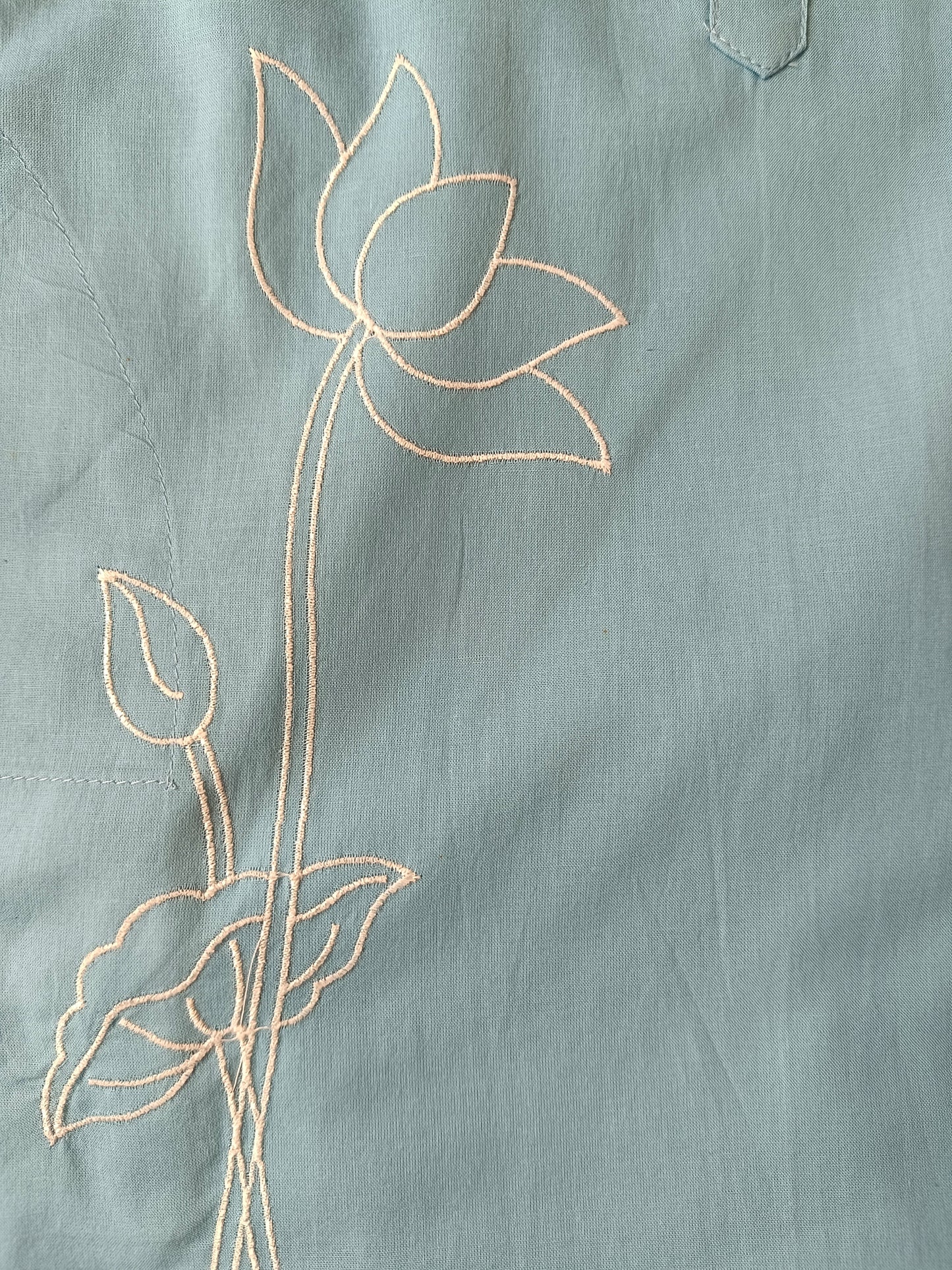 Sky Blue Lotus embroided Kurta -Pyjama