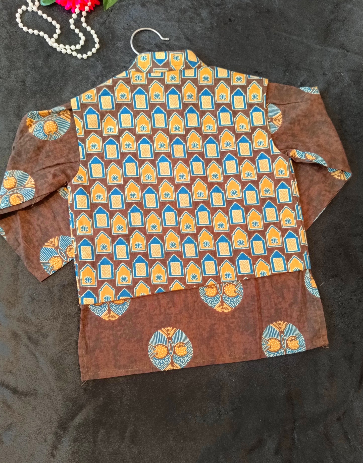Brown Ajrakh Jacket with Kurta -Pyjama