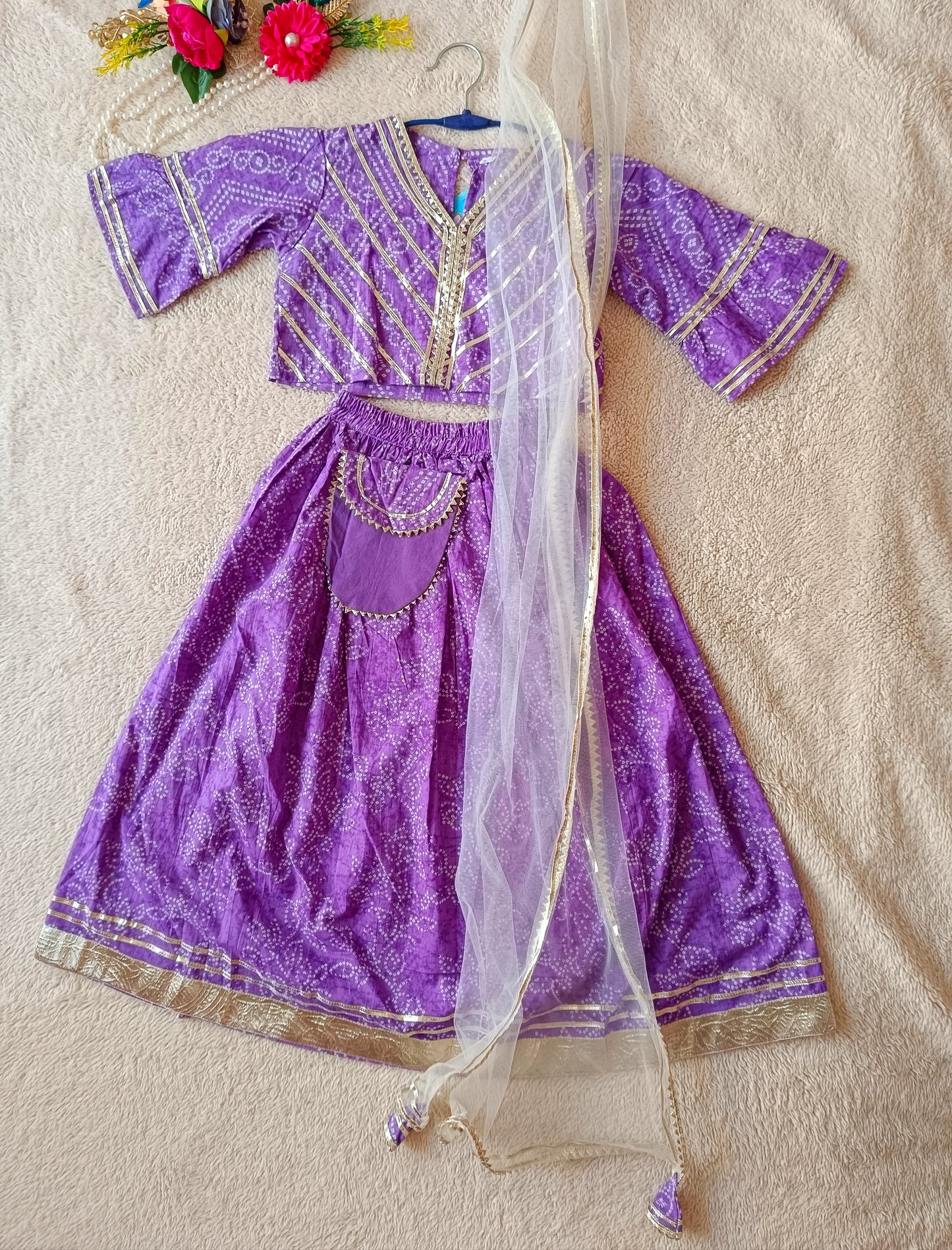 Bandhej Print Lavender Colour lehenga Choli