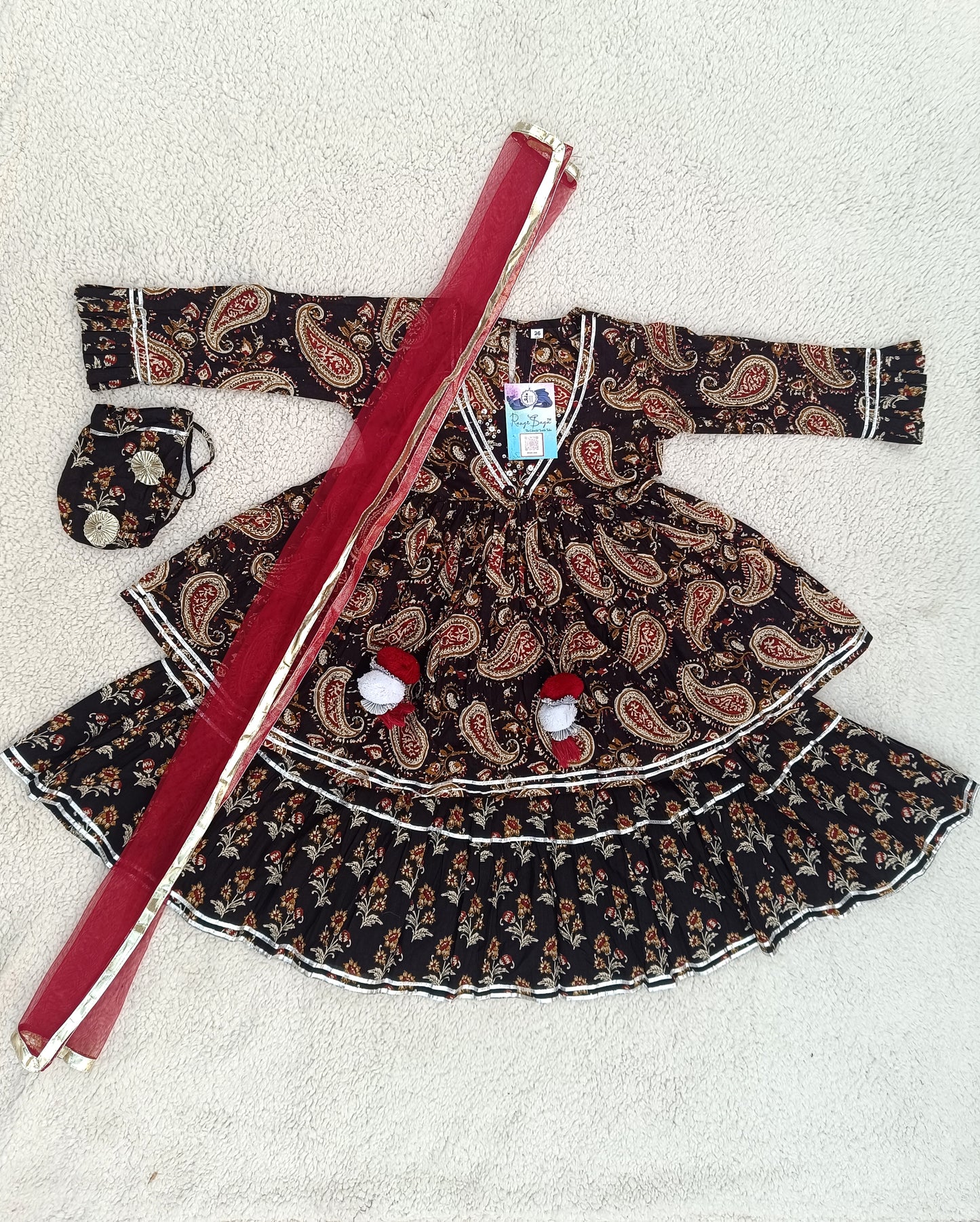 Block Print Black Colour Lehenga Choli