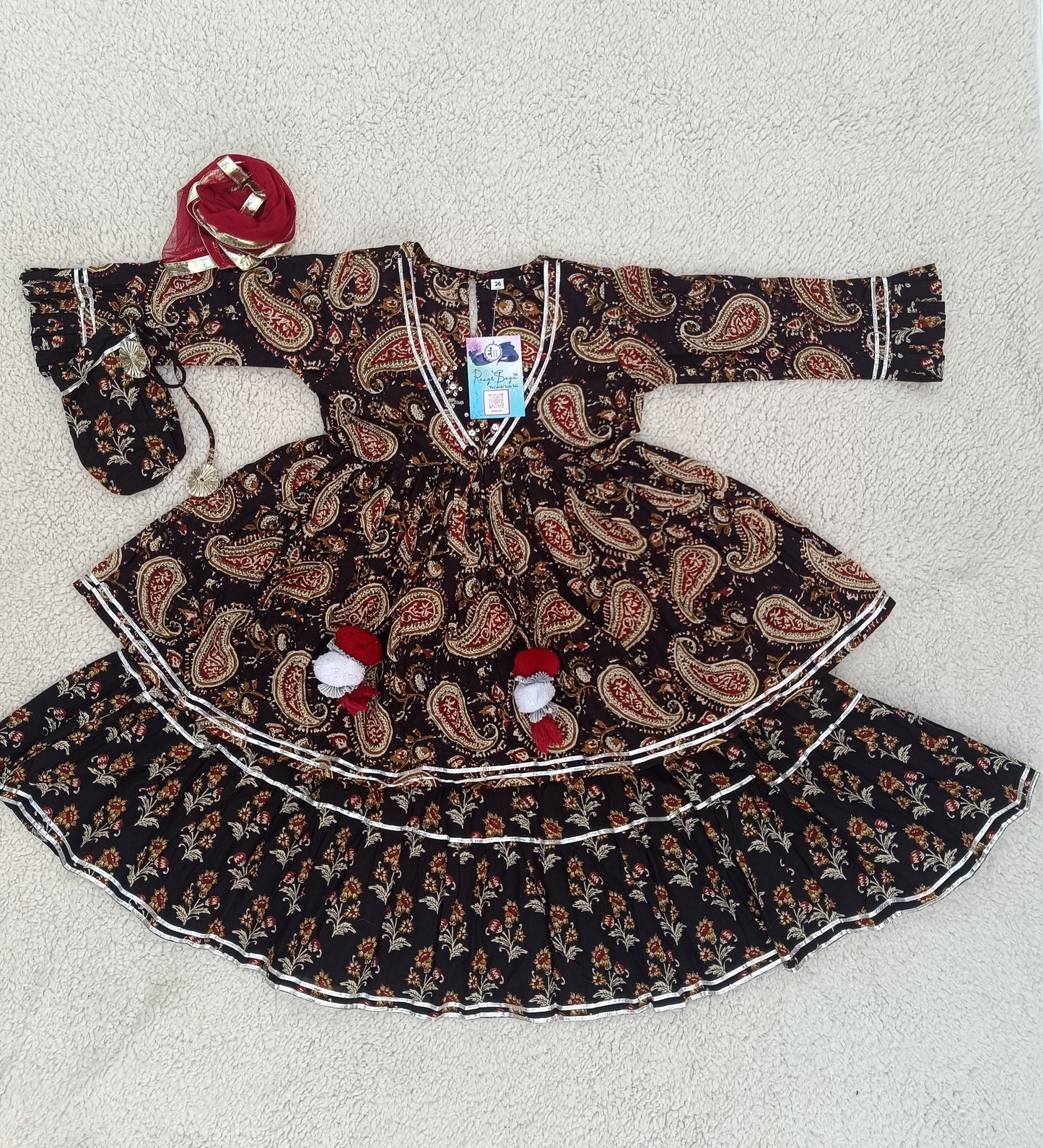 Block Print Black Colour Lehenga Choli