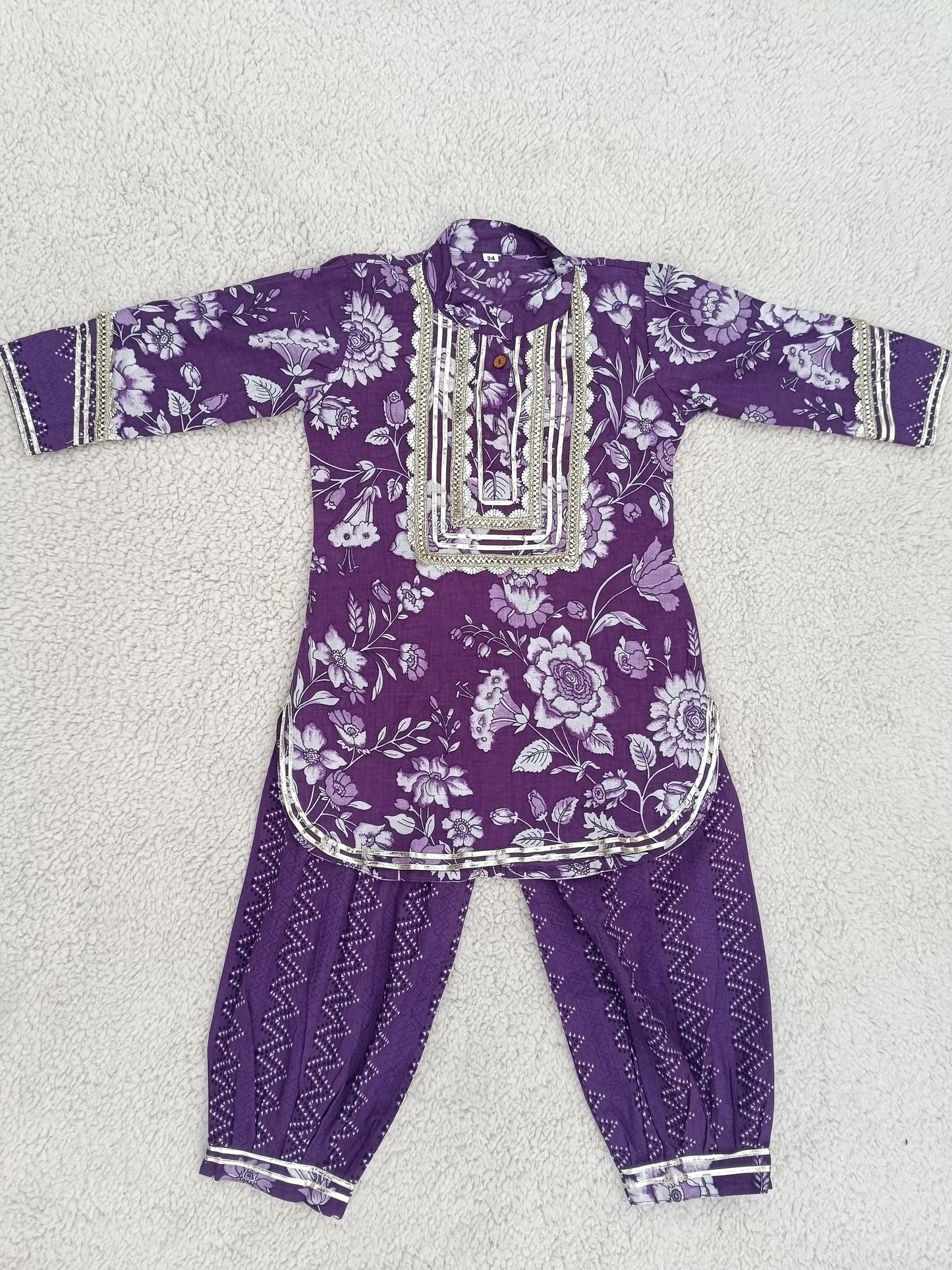 Purple Coloured Afghani Style Suit Set