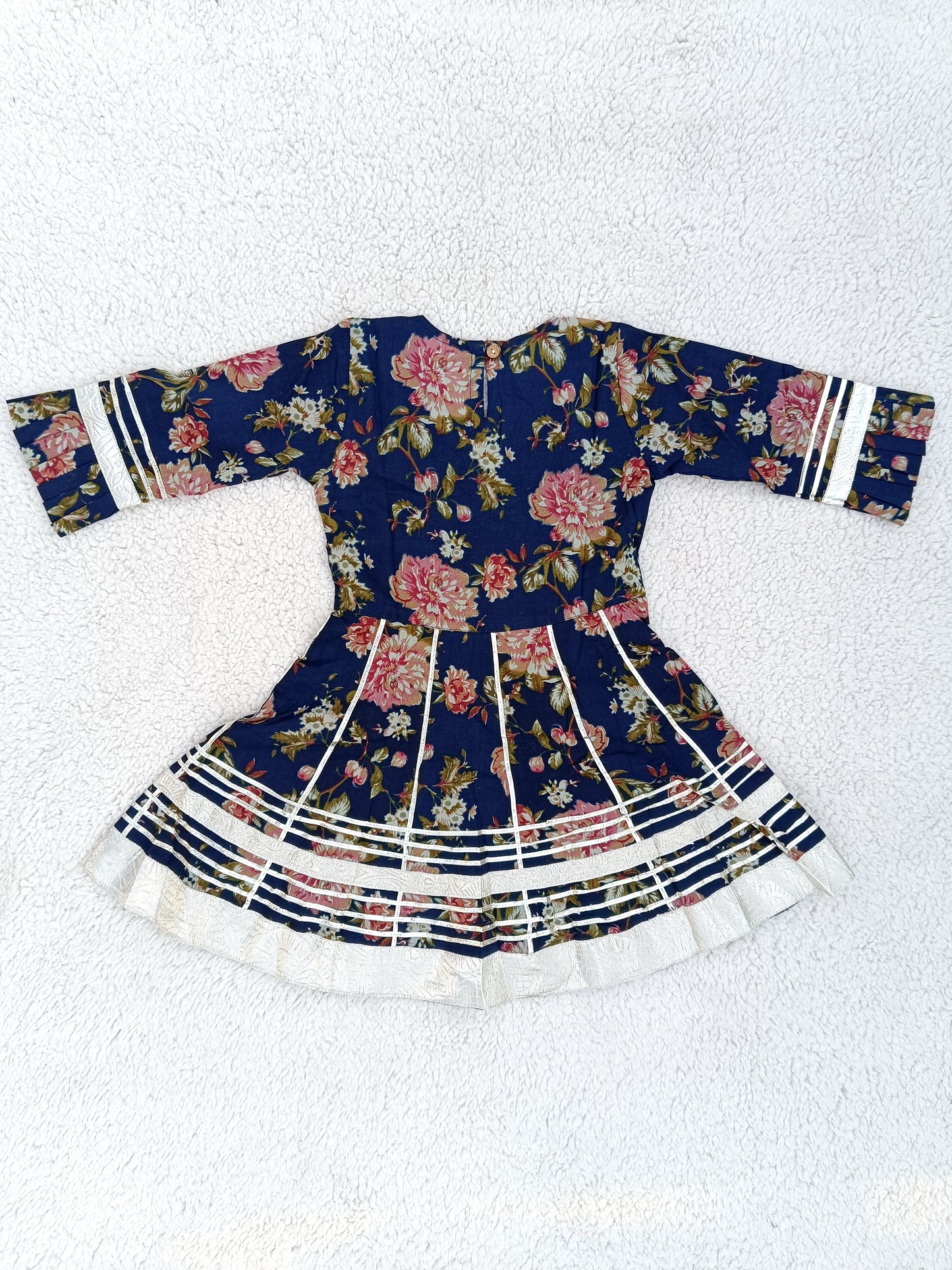 Blue Floral Printed Girls Flare Suit Set