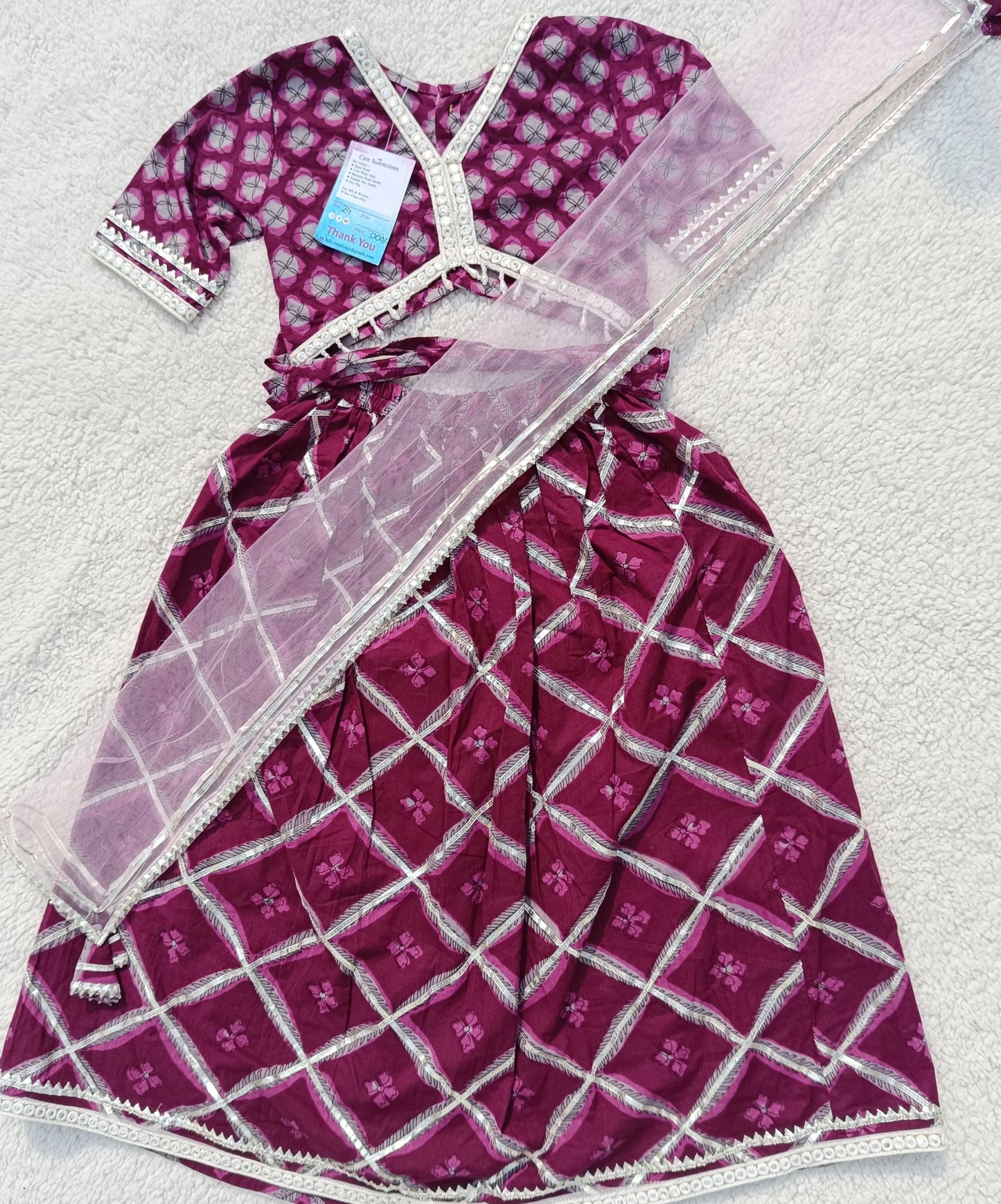 Jaal Buta Print wine Colour lehenga Choli