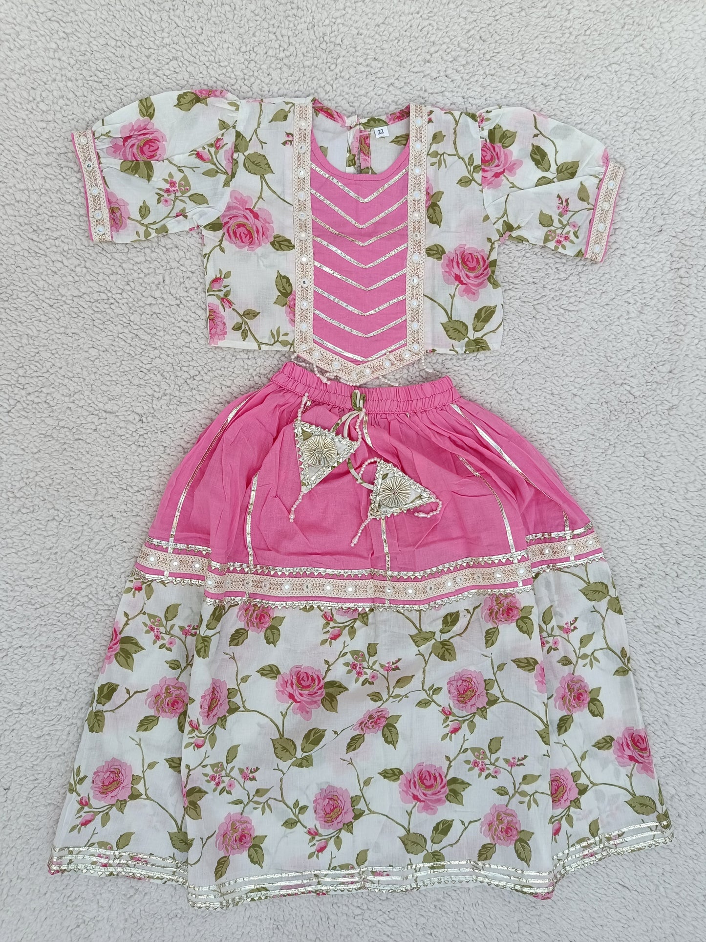 Rose Print Pink Colour Lehenga Choli
