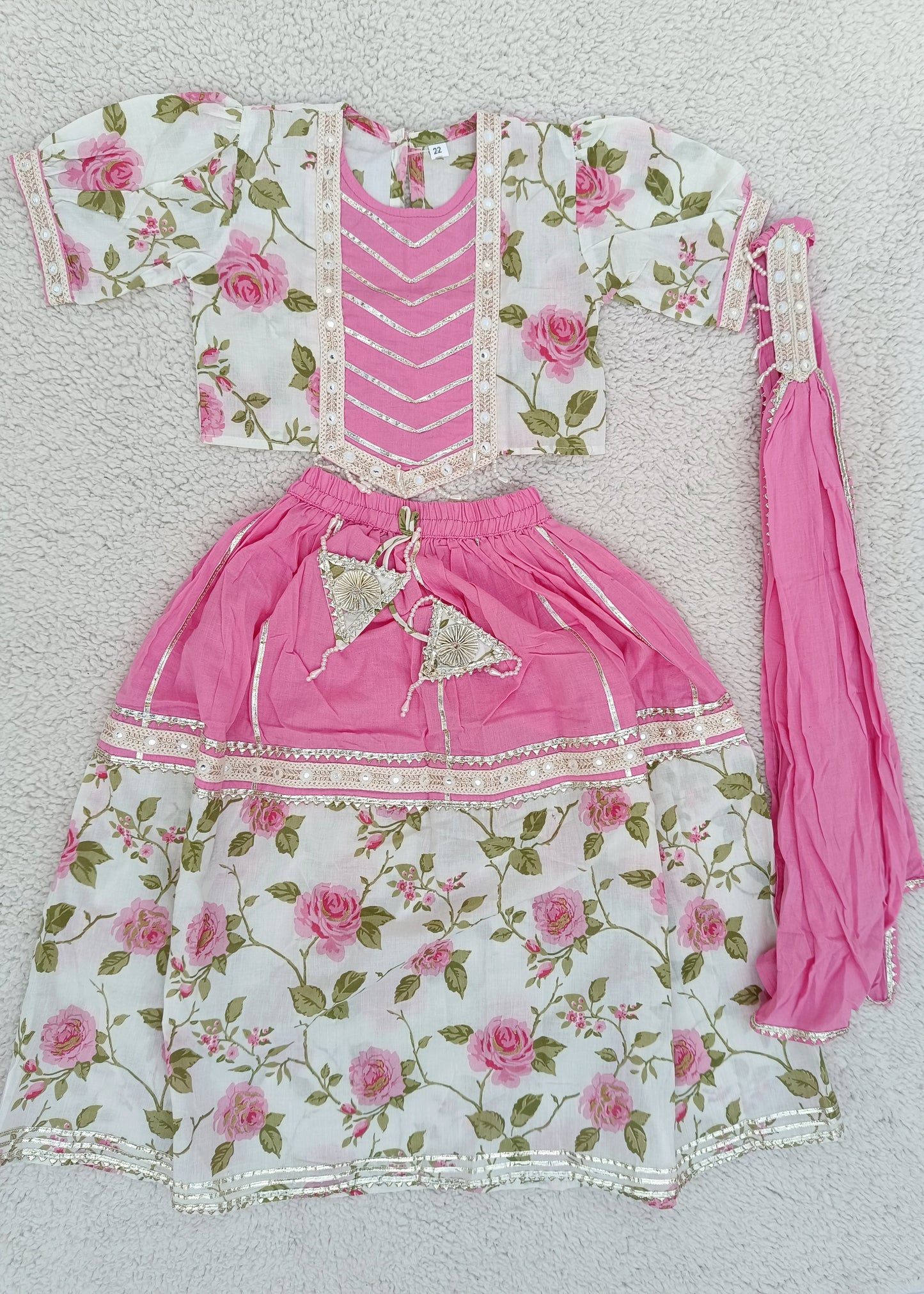 Rose Print Pink Colour Lehenga Choli