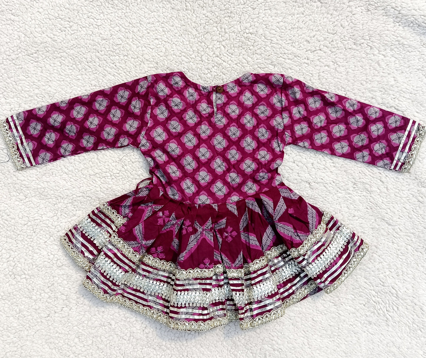 Jaal Butta Print Wine Coloured Anarkali Suit with Sharara