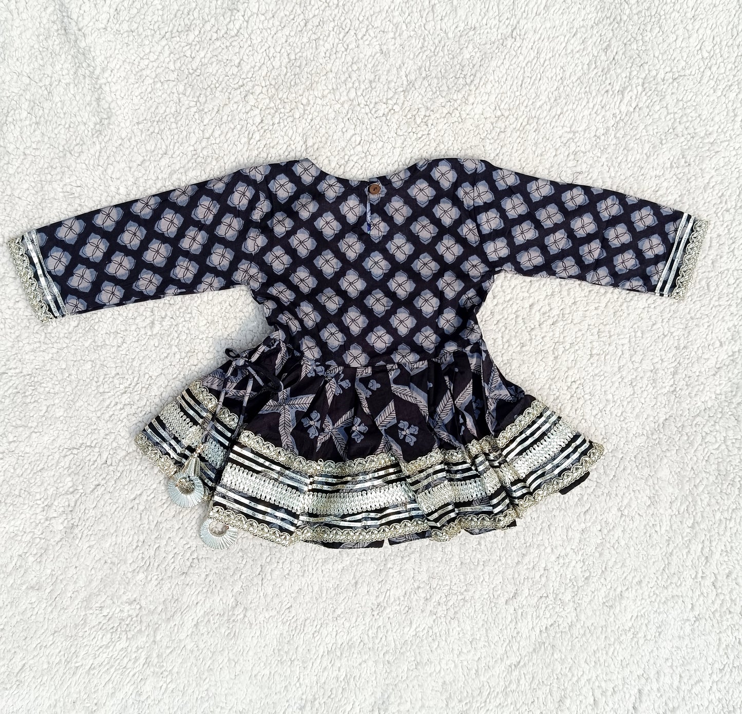 Jaal Butta Print Dark Blue Coloured Anarkali Suit with Sharara