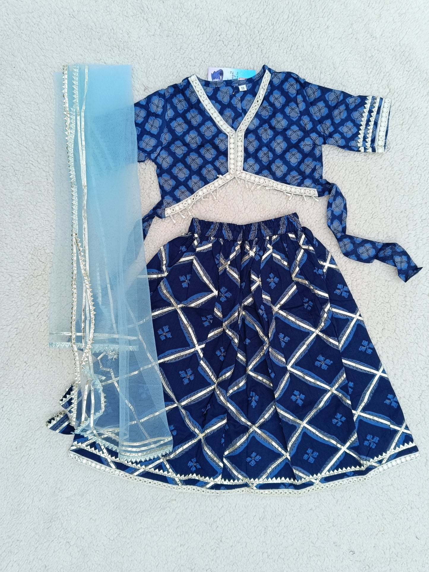 Jaal Butta Print Blue Coloured Lehnga Choli
