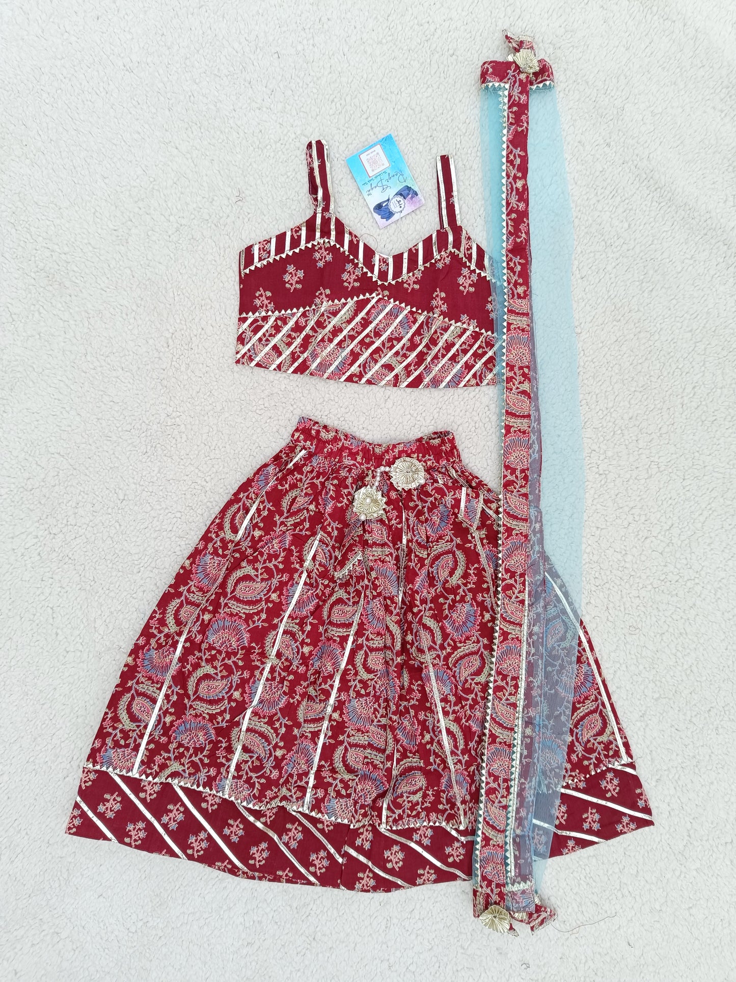 Block Print Maroon Colour lehenga Choli