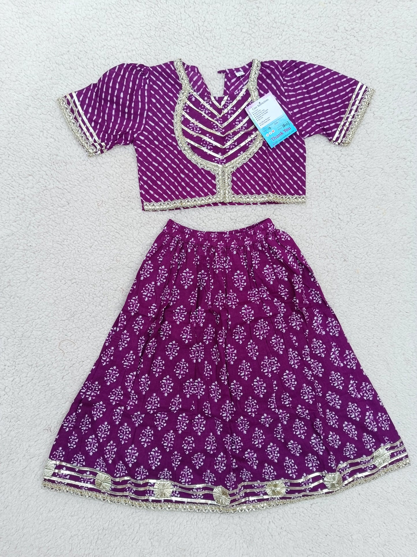 Block Print Purple Colour Lehenga Choli