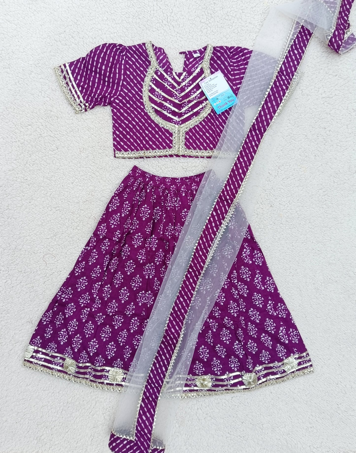 Block Print Purple Colour Lehenga Choli