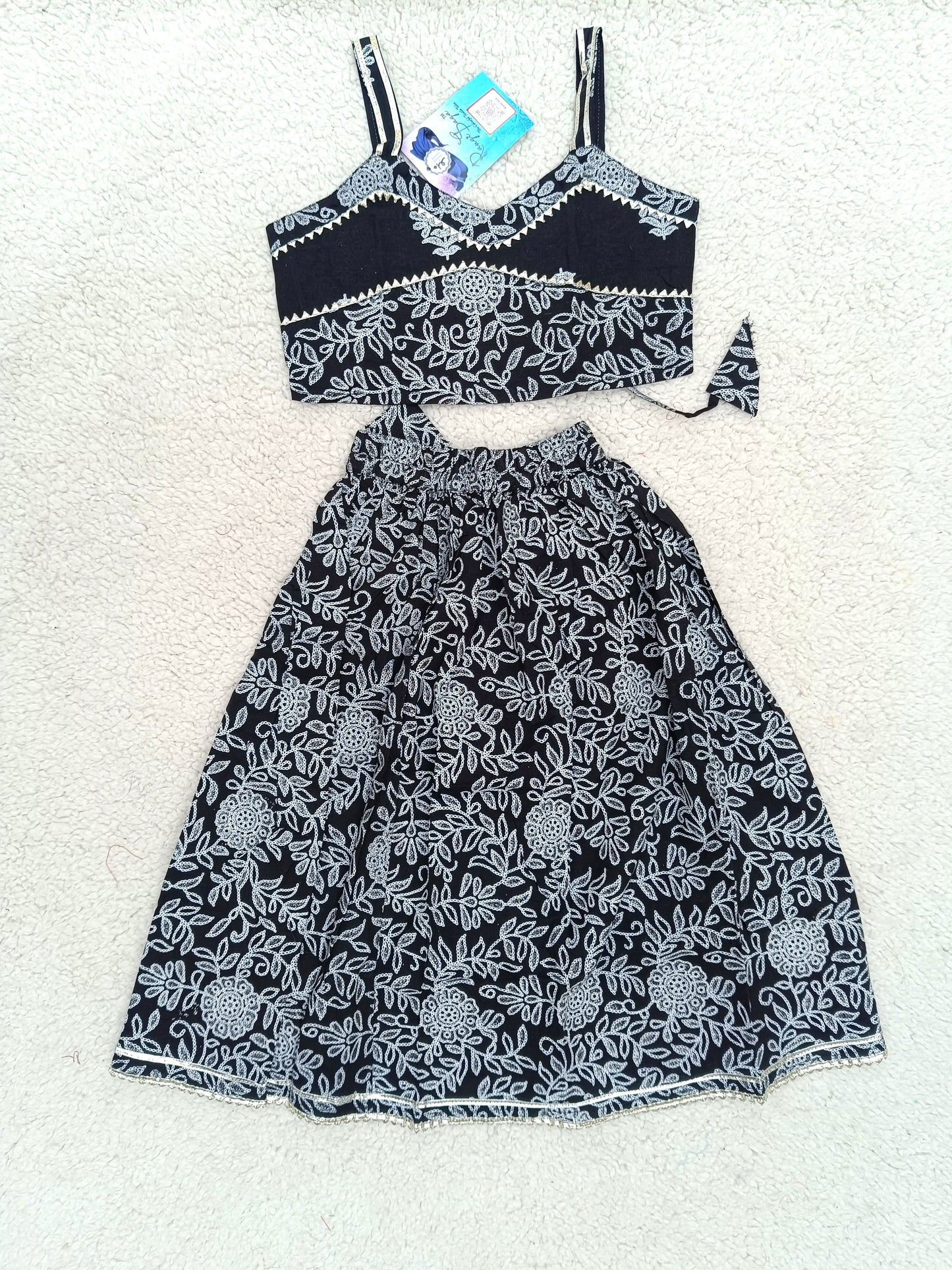 Discharge Print Black Coloured Lehenga Choli