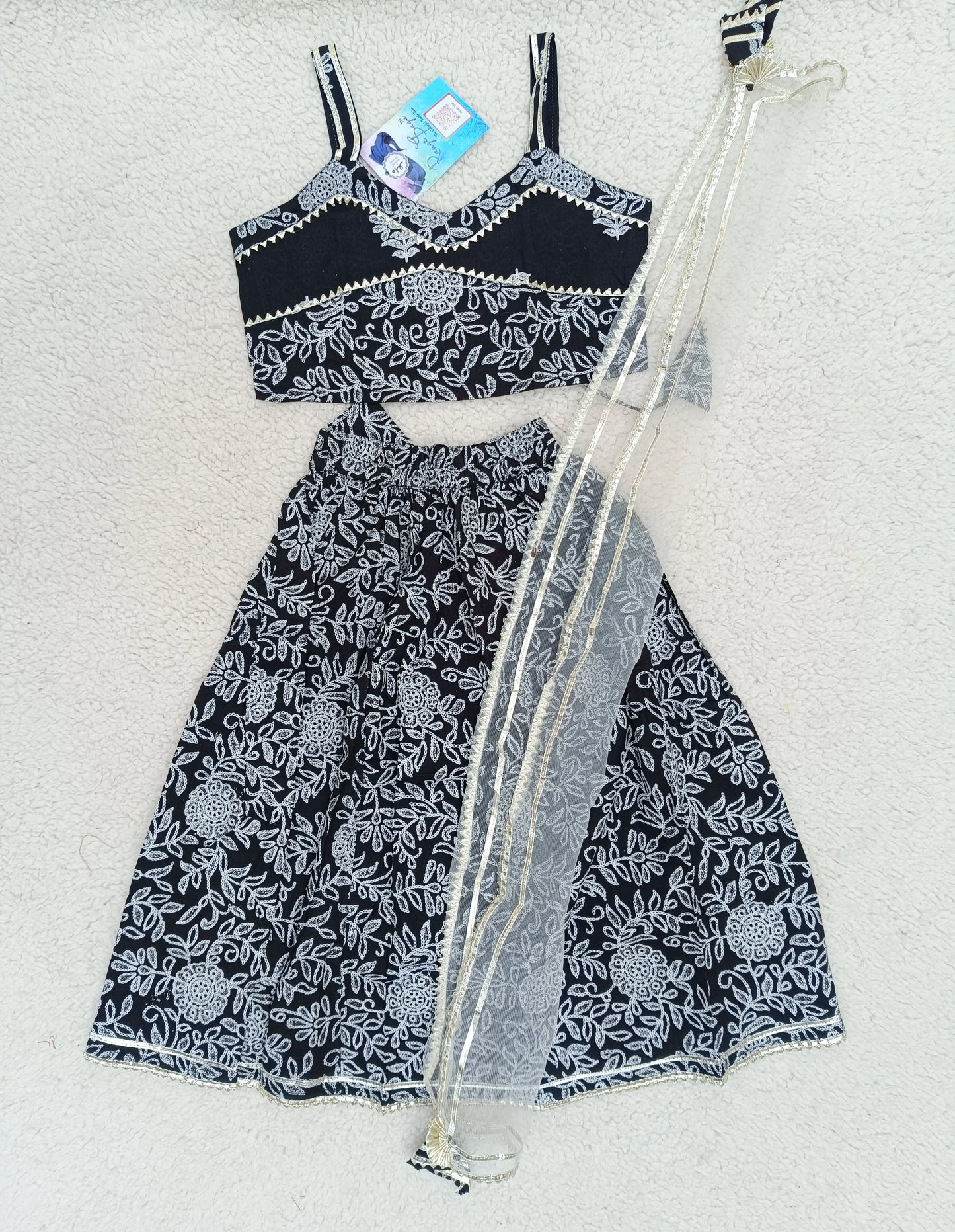 Discharge Print Black Coloured Lehenga Choli