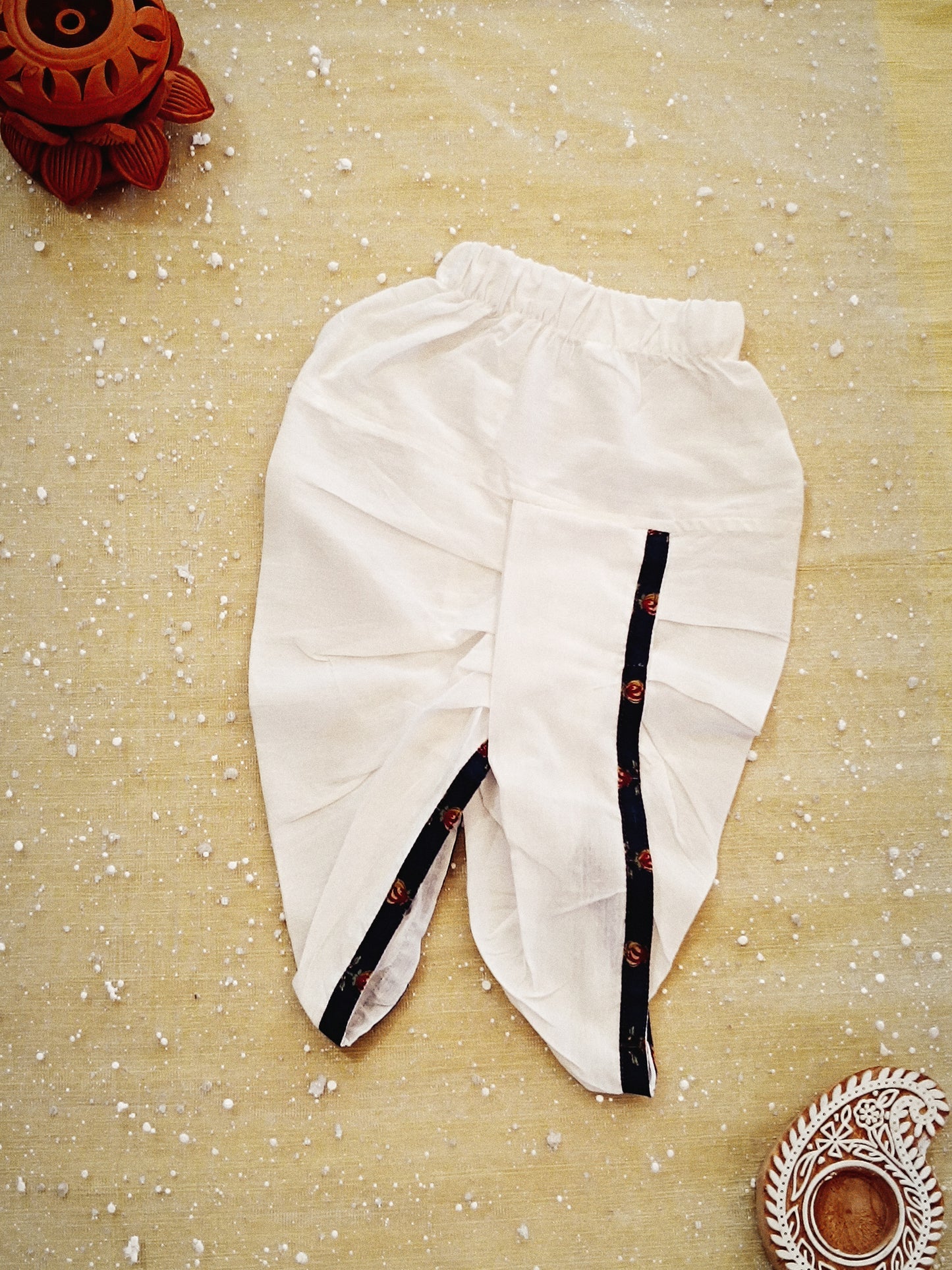 Navy Blue block printed Jacket with Kurta -Dhoti