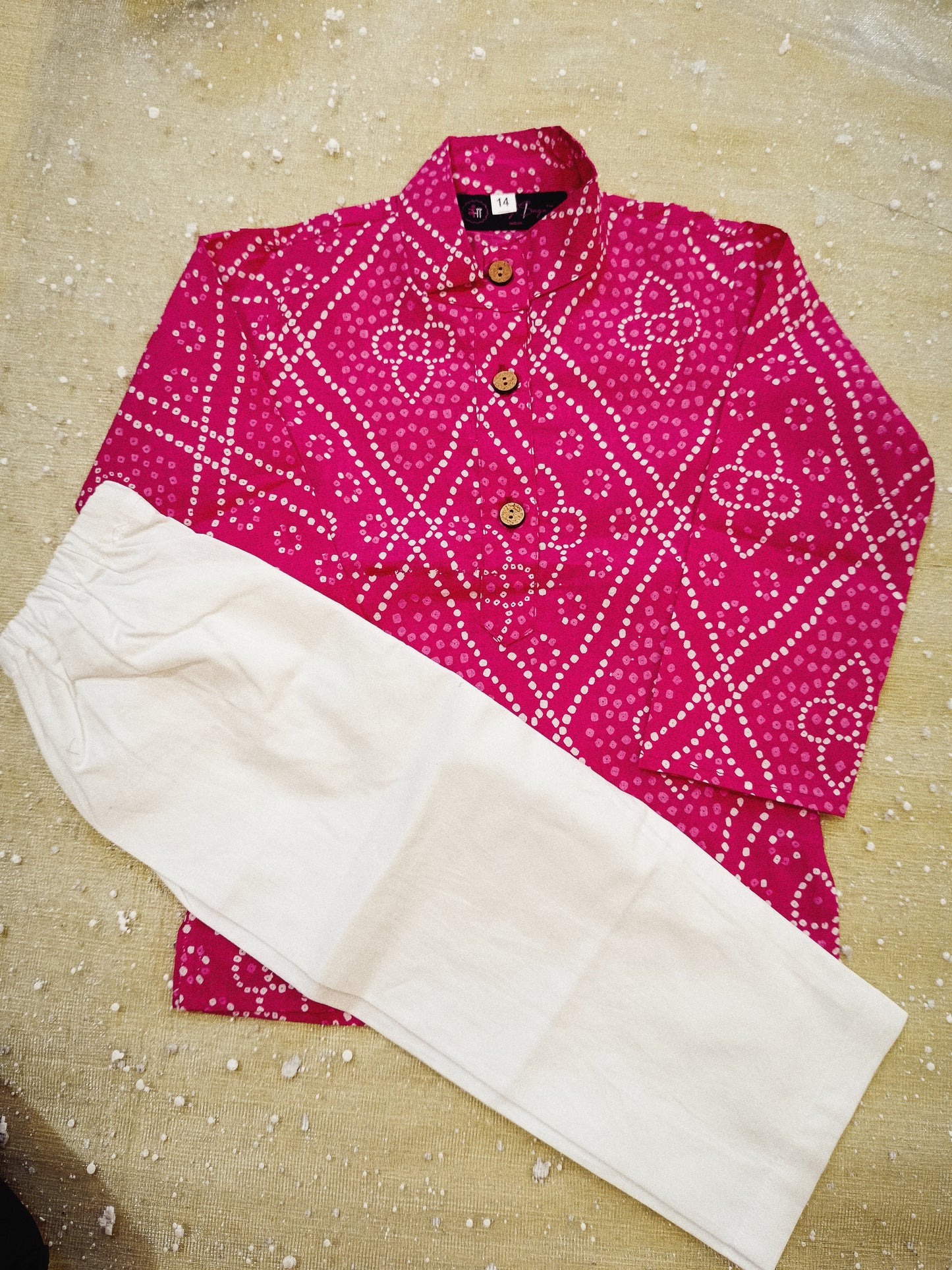 Pink Bandhej Tie and dye Kurta -Pyjama