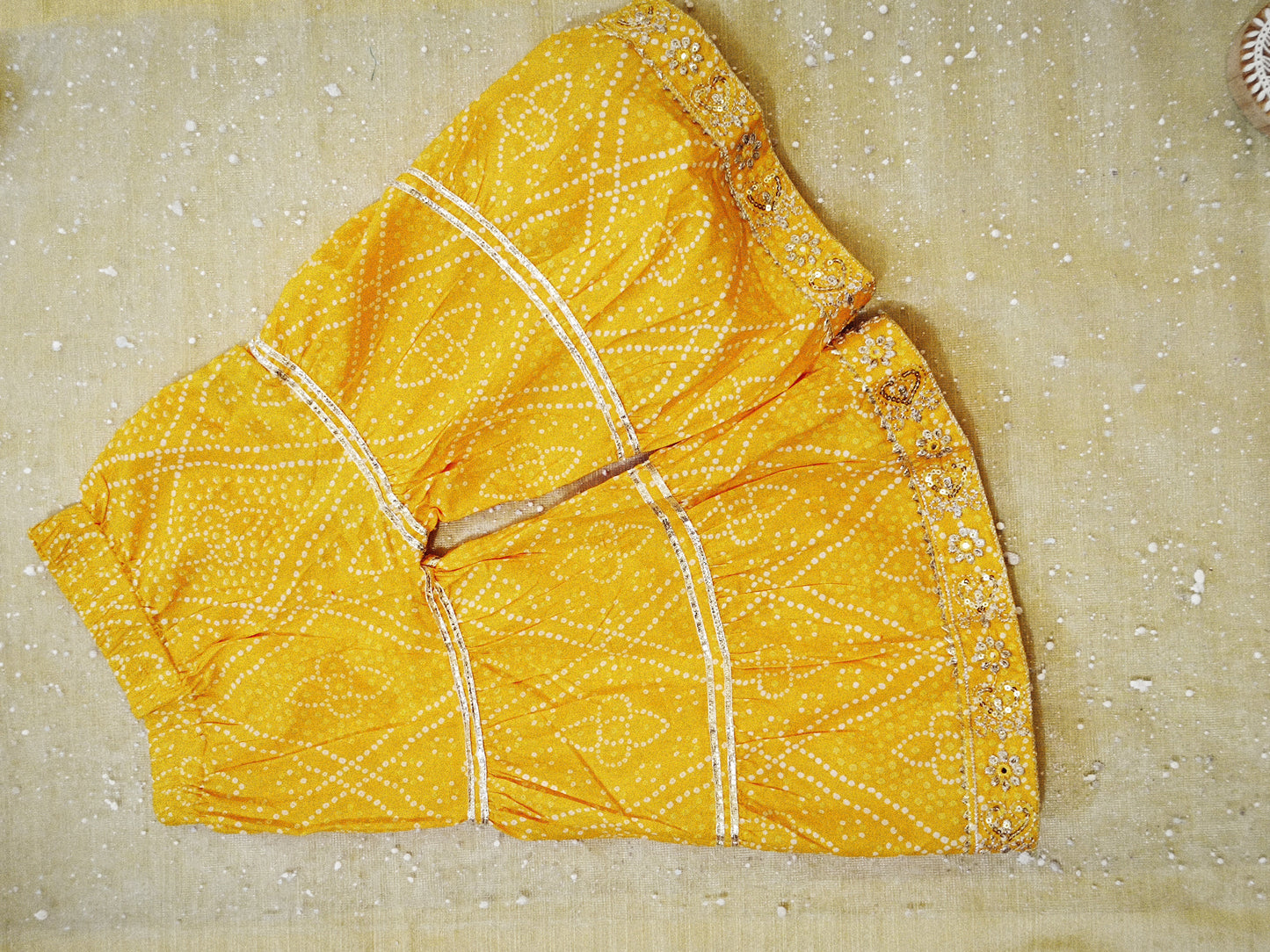 Jaipuri Print Yellow Colour Anarkali Suit With Sharara