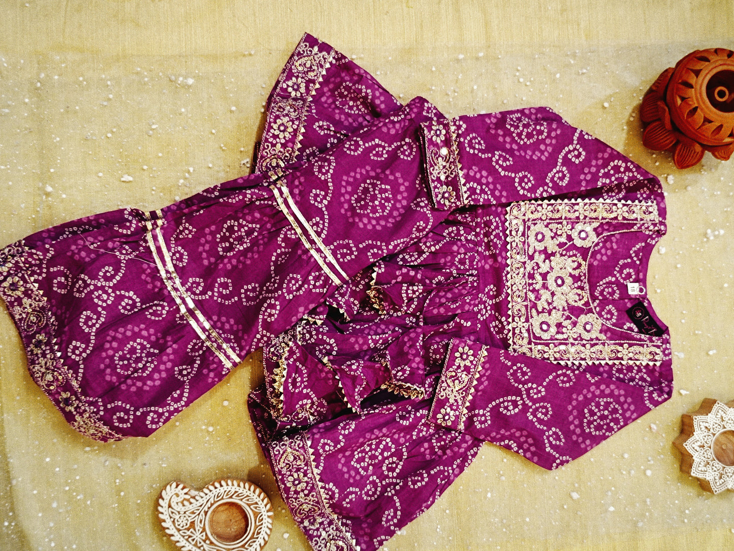 jaipuri Print Anarkali Suit With Sharara
