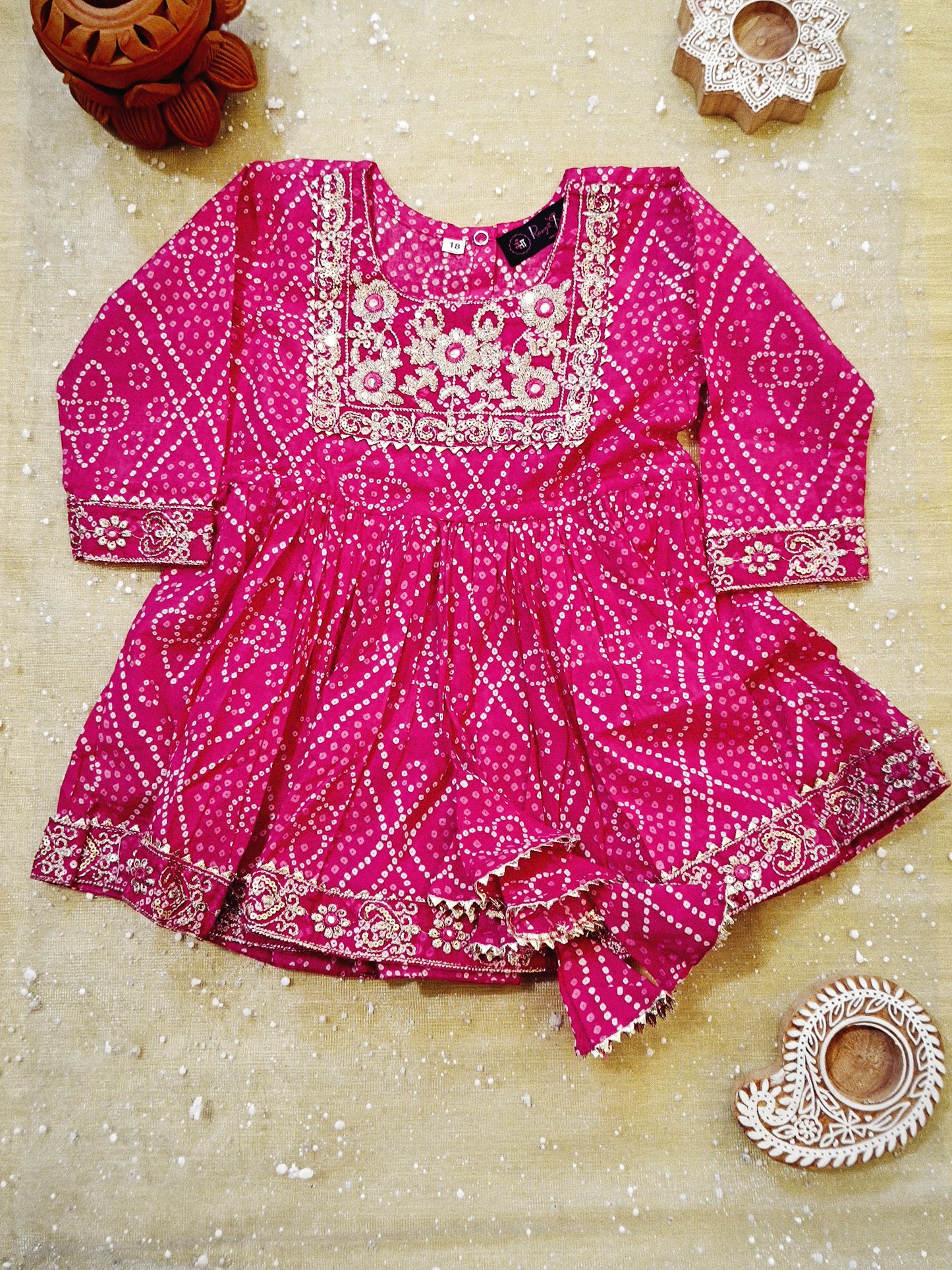 jaipuri Print Rani Pink Colour Anarkali Suit With Sharara