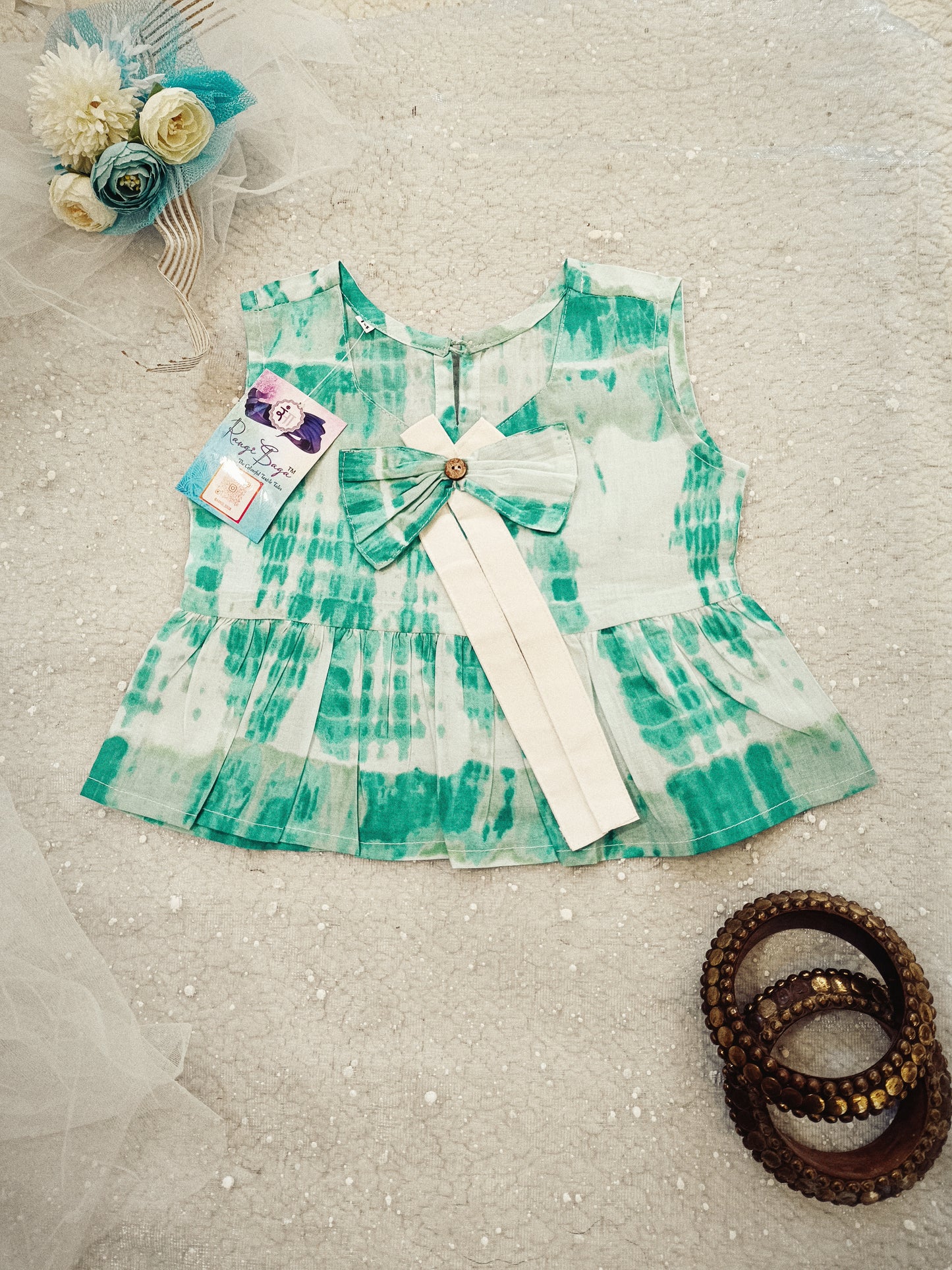 Tie –Dye Aqua Green Colour Girls Co-ord Set