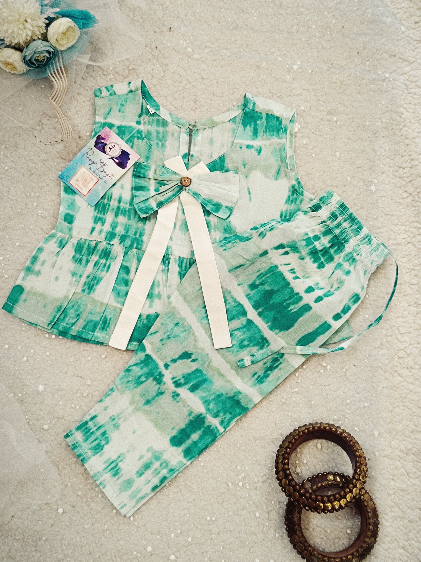 Tie –Dye Aqua Green Colour Girls Co-ord Set