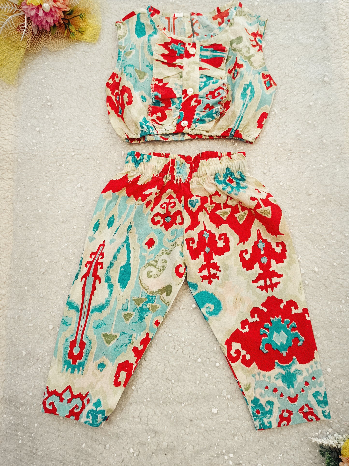 Digital Print Blue & Red Colour Girls Co-Ords