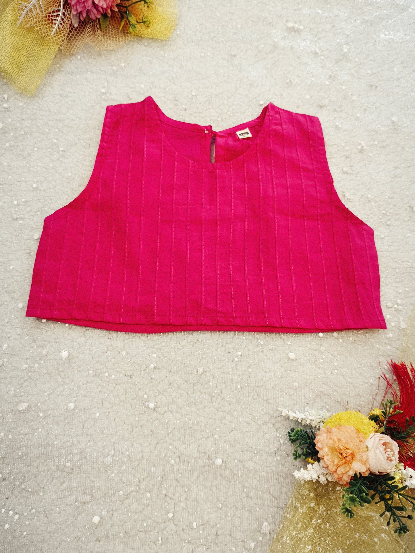 Pink Block Printed 3 Piece Girls Co-Ords