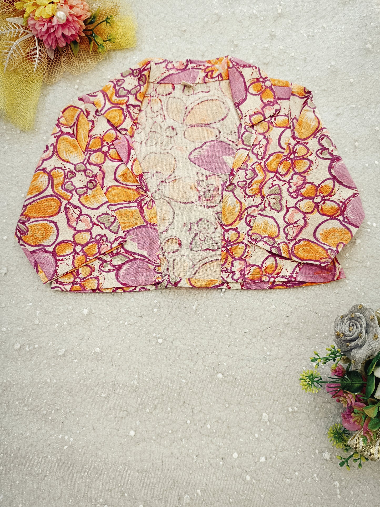 Purple Floral Printed 3 Piece Girls Co-Ords