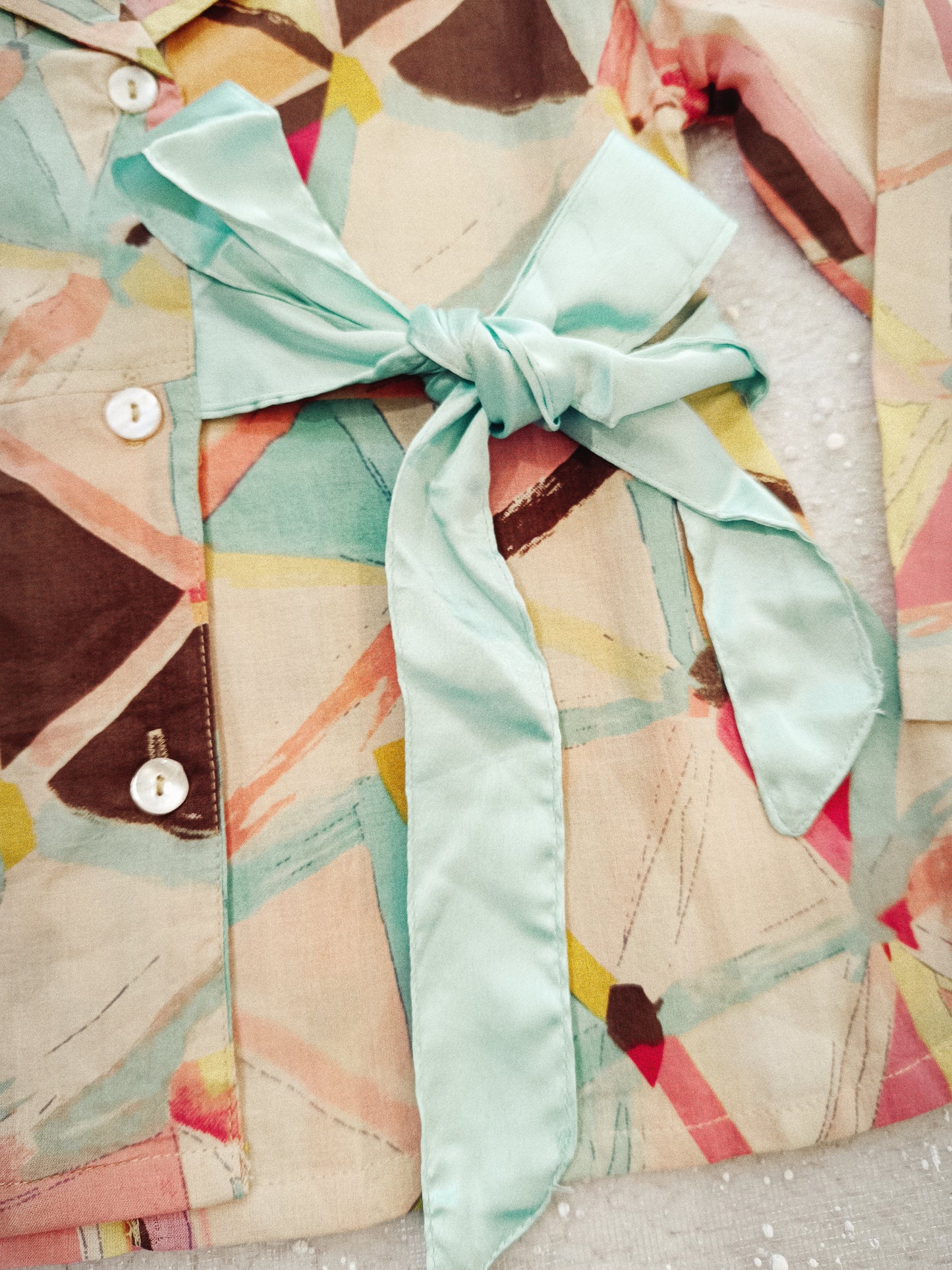 Peach Colour geometric Print Girls Co-Ord Set