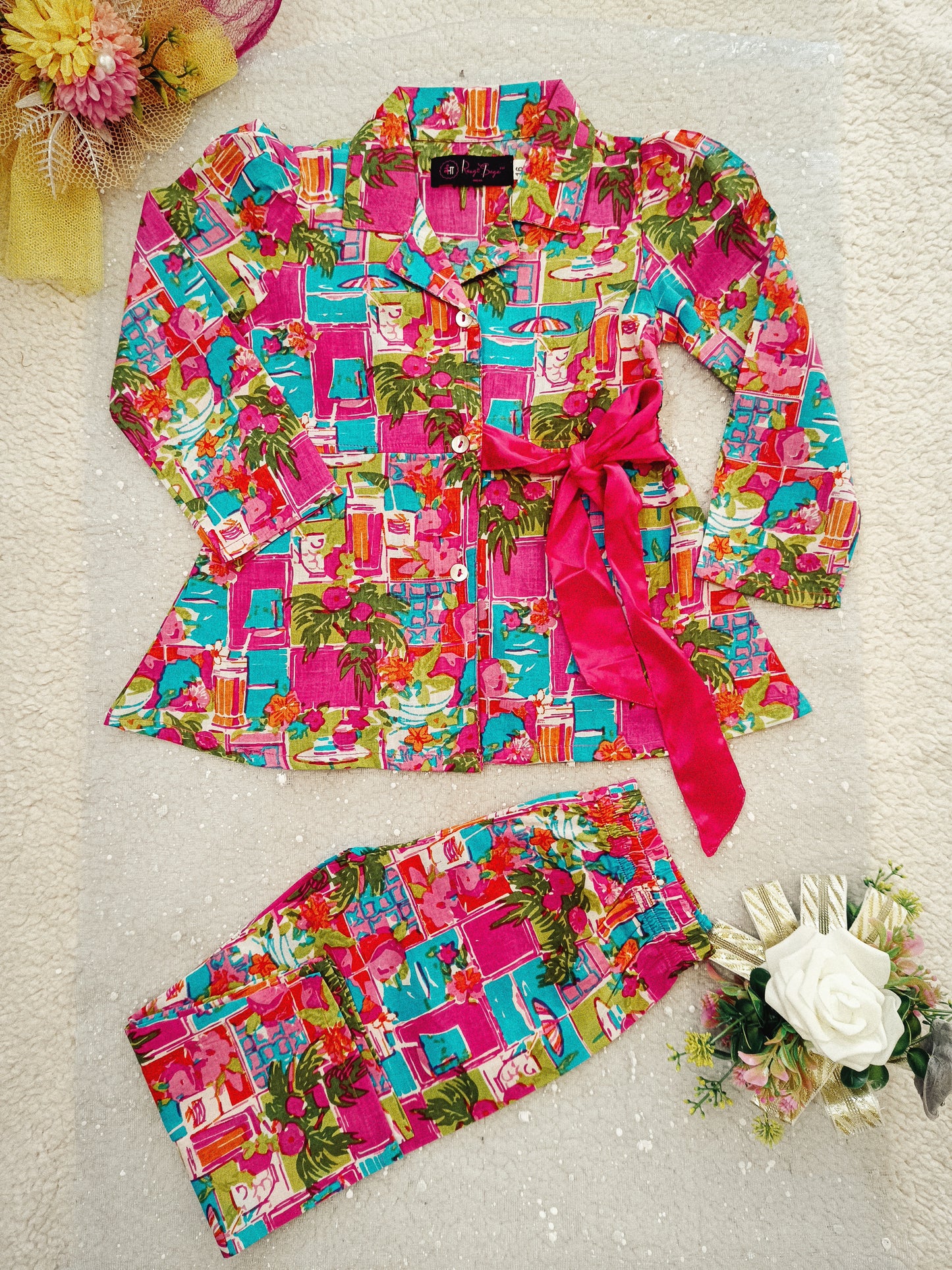 Fruit Print Pink colour Girls Co-Ord Set