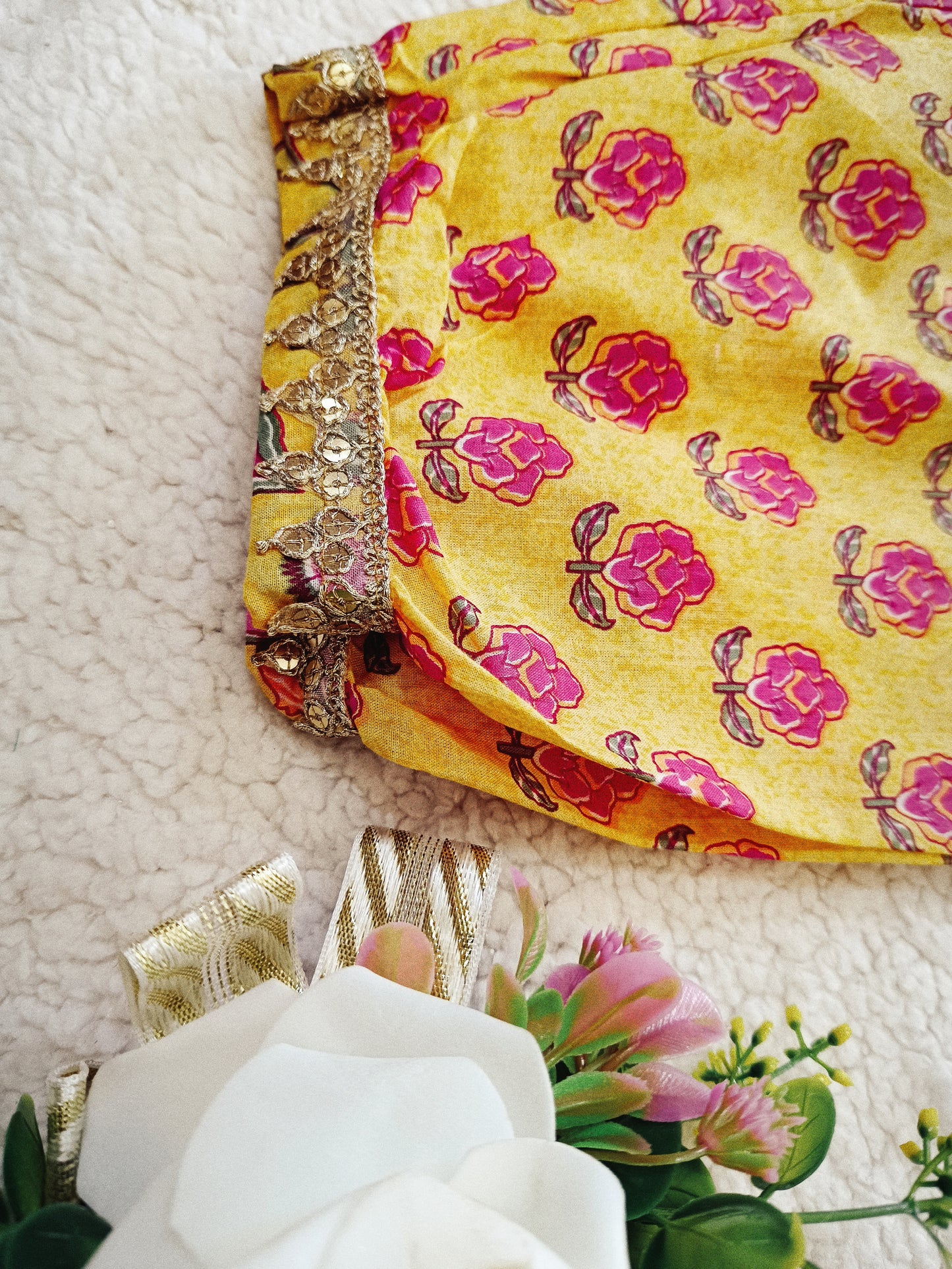 Mustard Flower Printed Afghani Style Suit Set