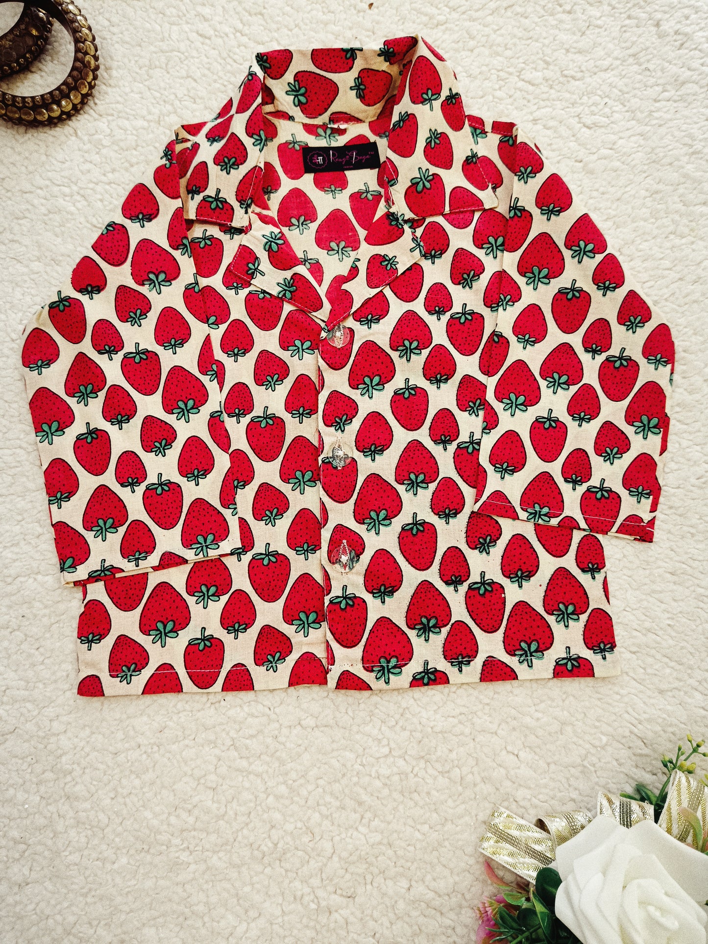 Strawberry Print Red color Night suit