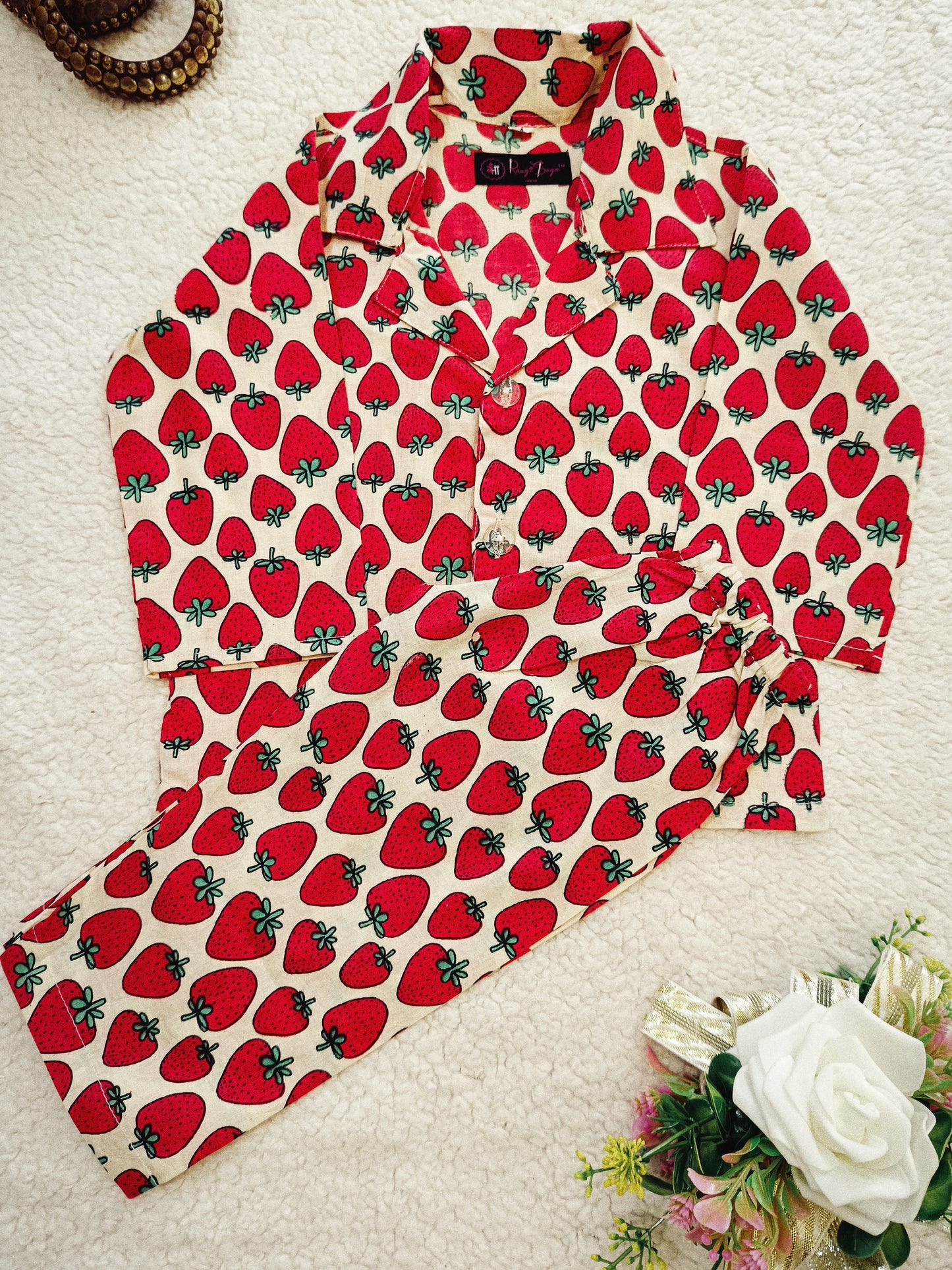 Strawberry Print Red color Night suit