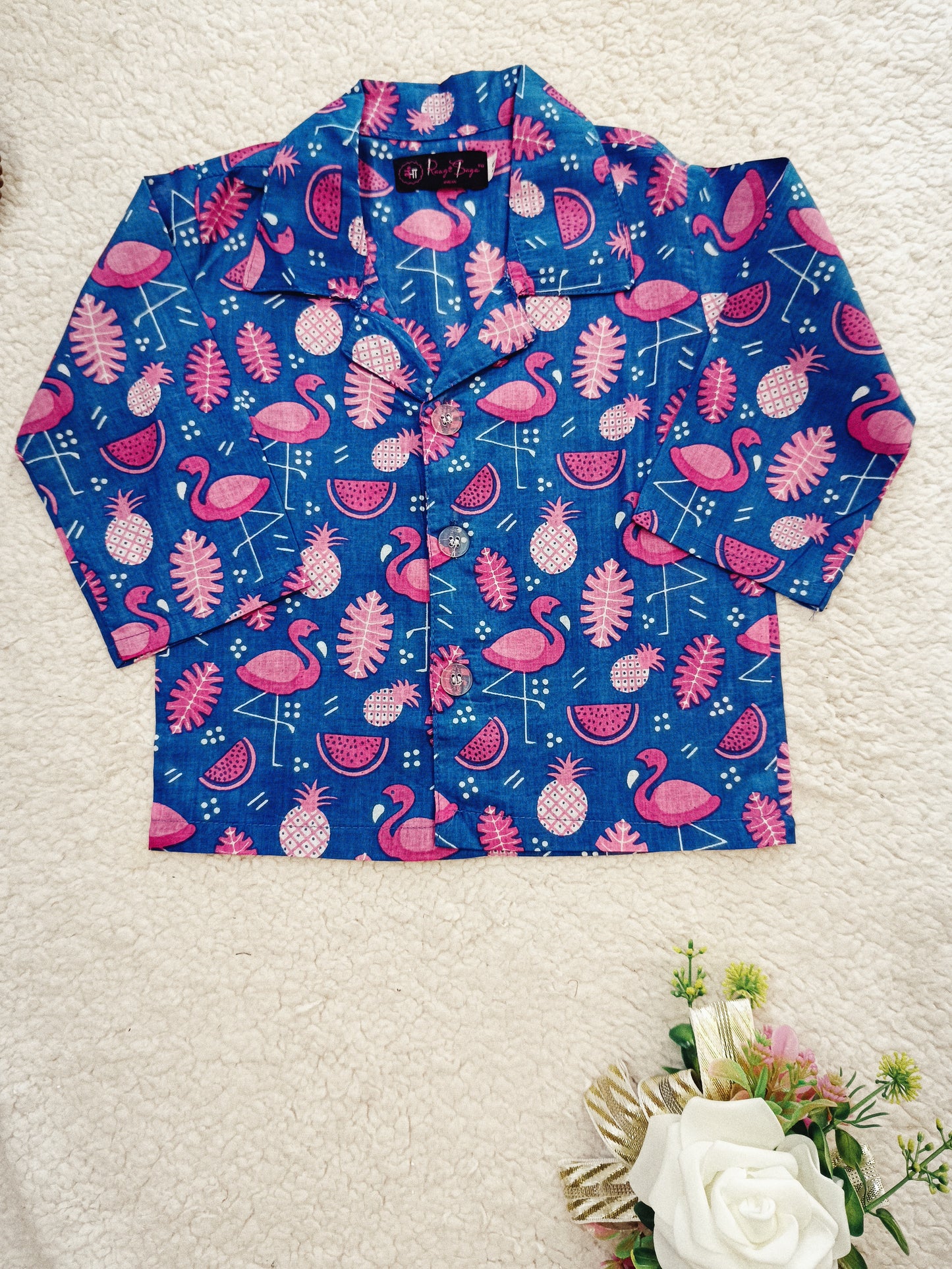 Flamingo printed Blue Color Night suit