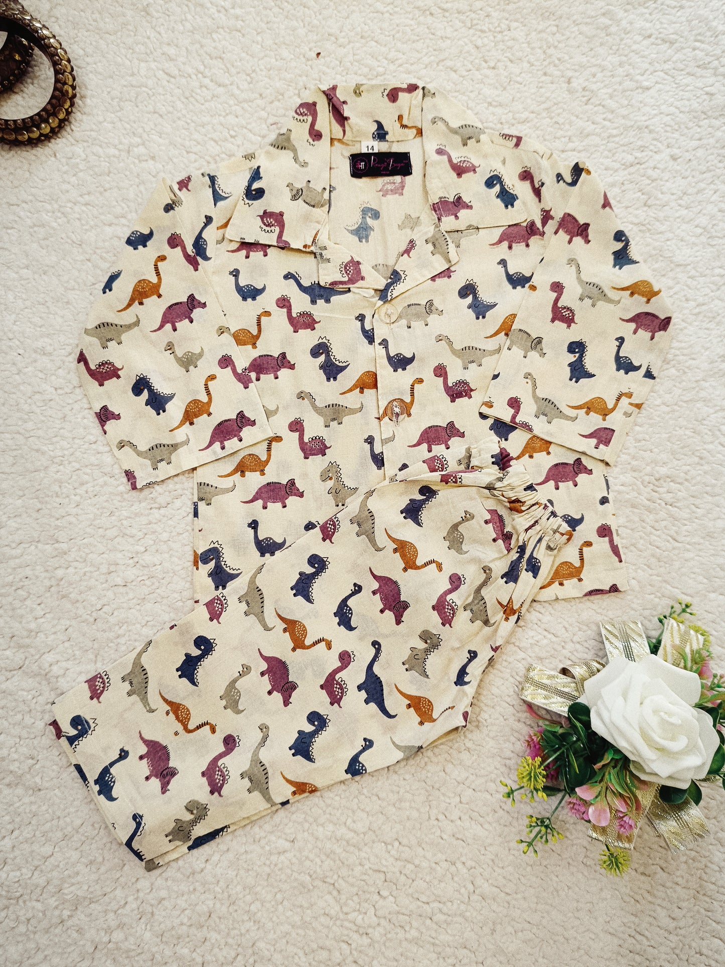Multicolor Dinasour printed Night Suit