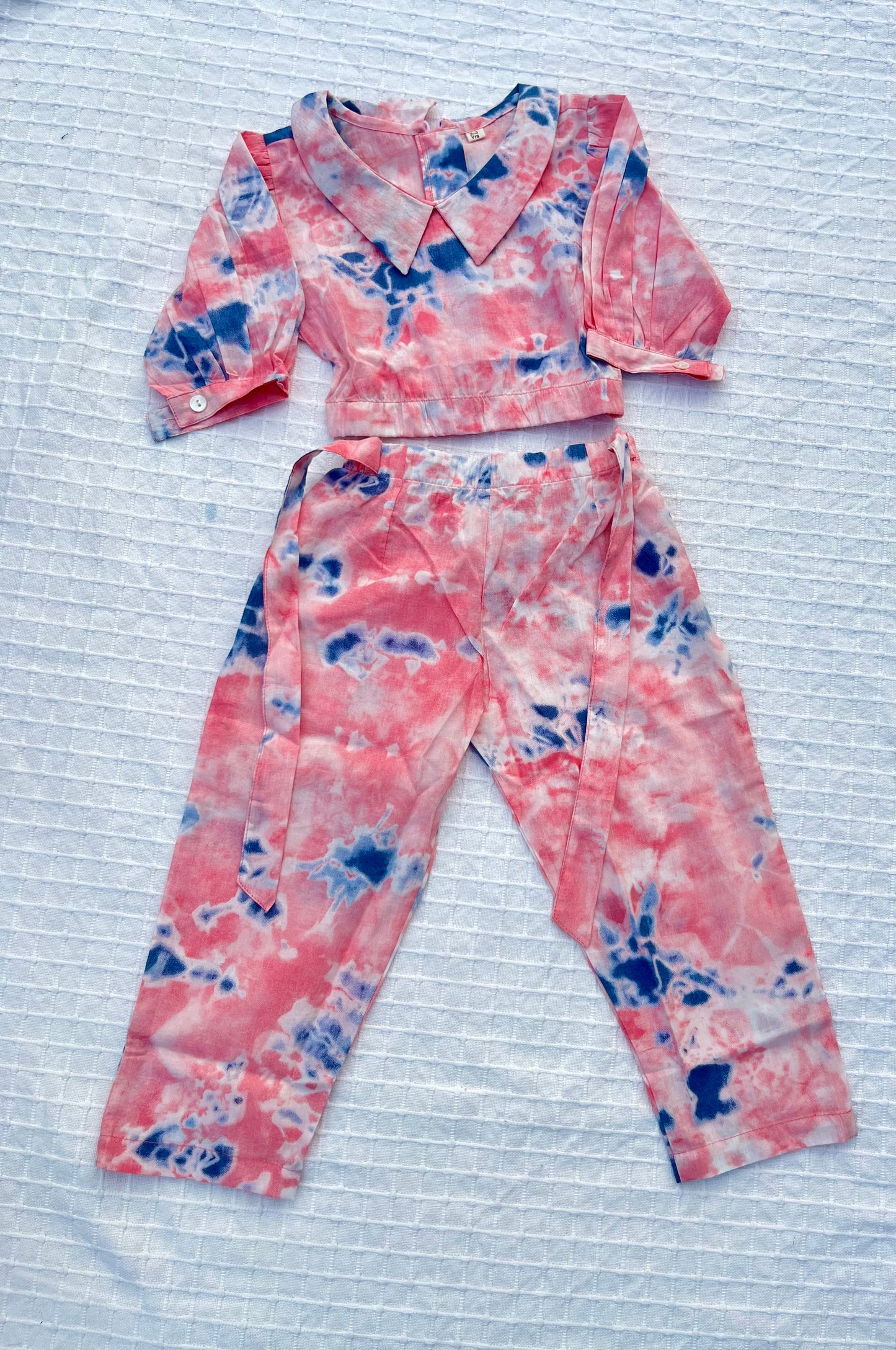 Marble Tie & Dye Print Peach Colour Girls Co-Ords