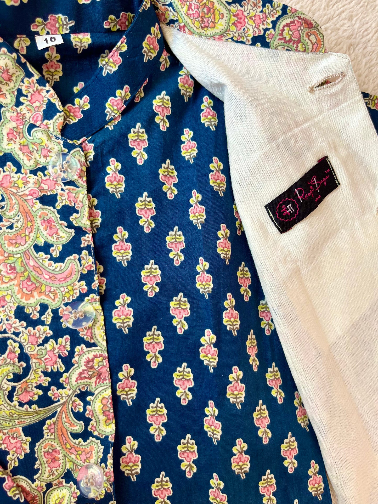 Blue Jaal Buta Jacket with Kurta Pyjama