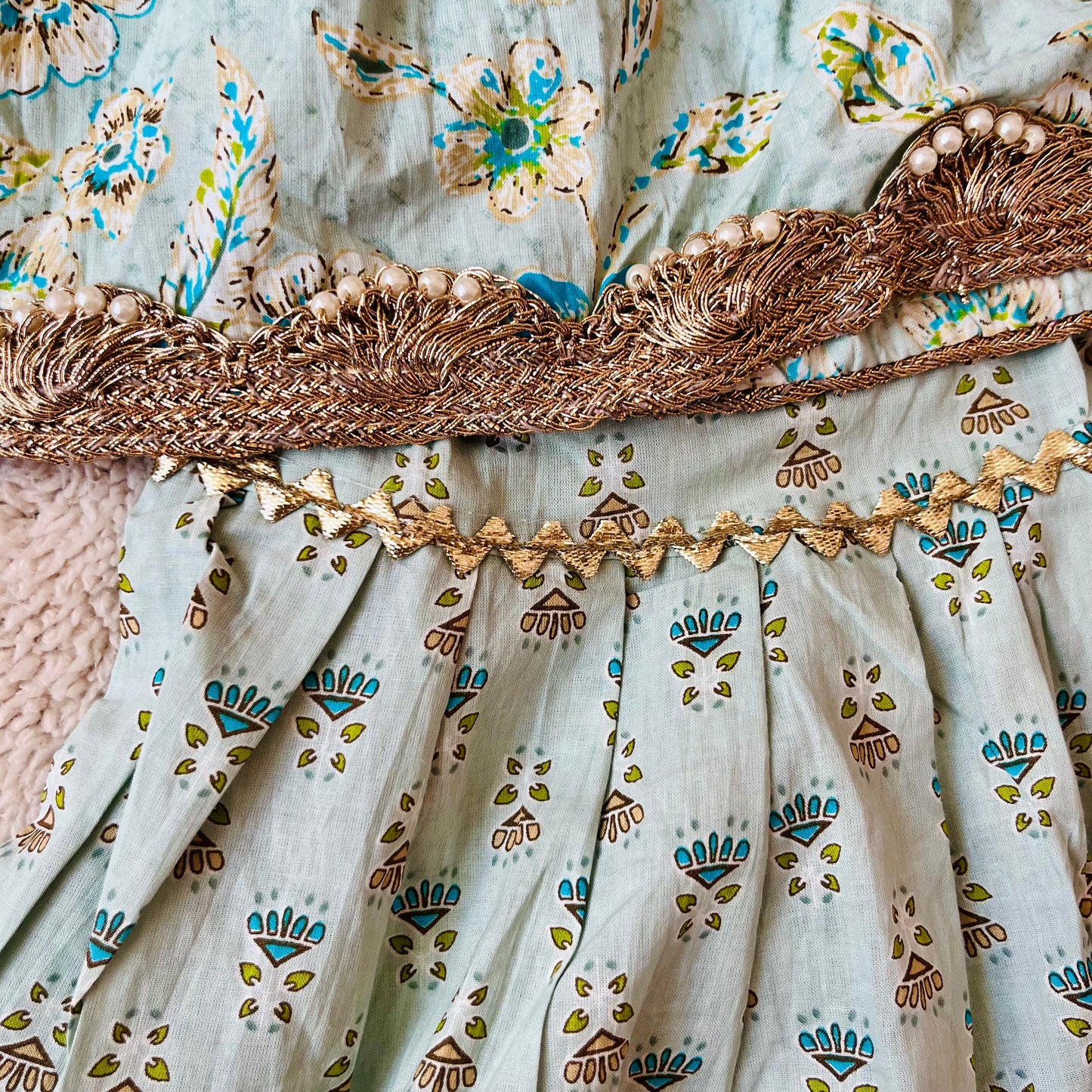 Tea Green Colour floral Print Ankarkali Suit with Sharara