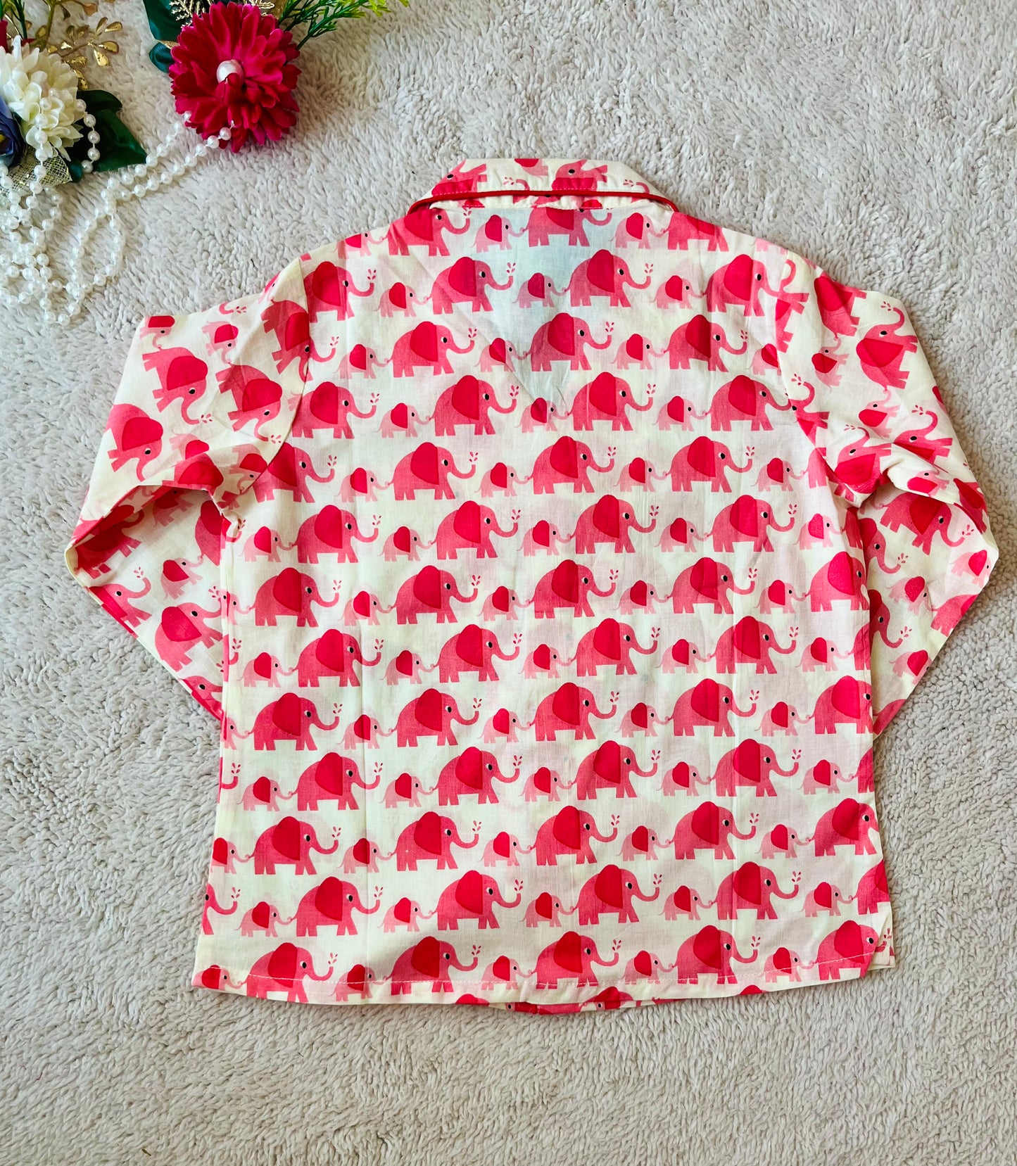 Elephant Print Peach Colour Night suit