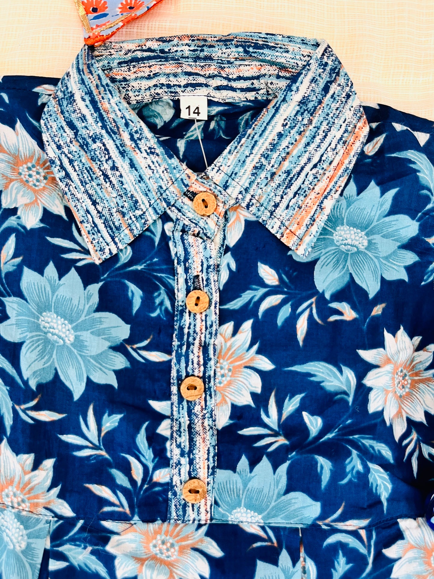 Flower Print Blue Colour Girls Co-Ords