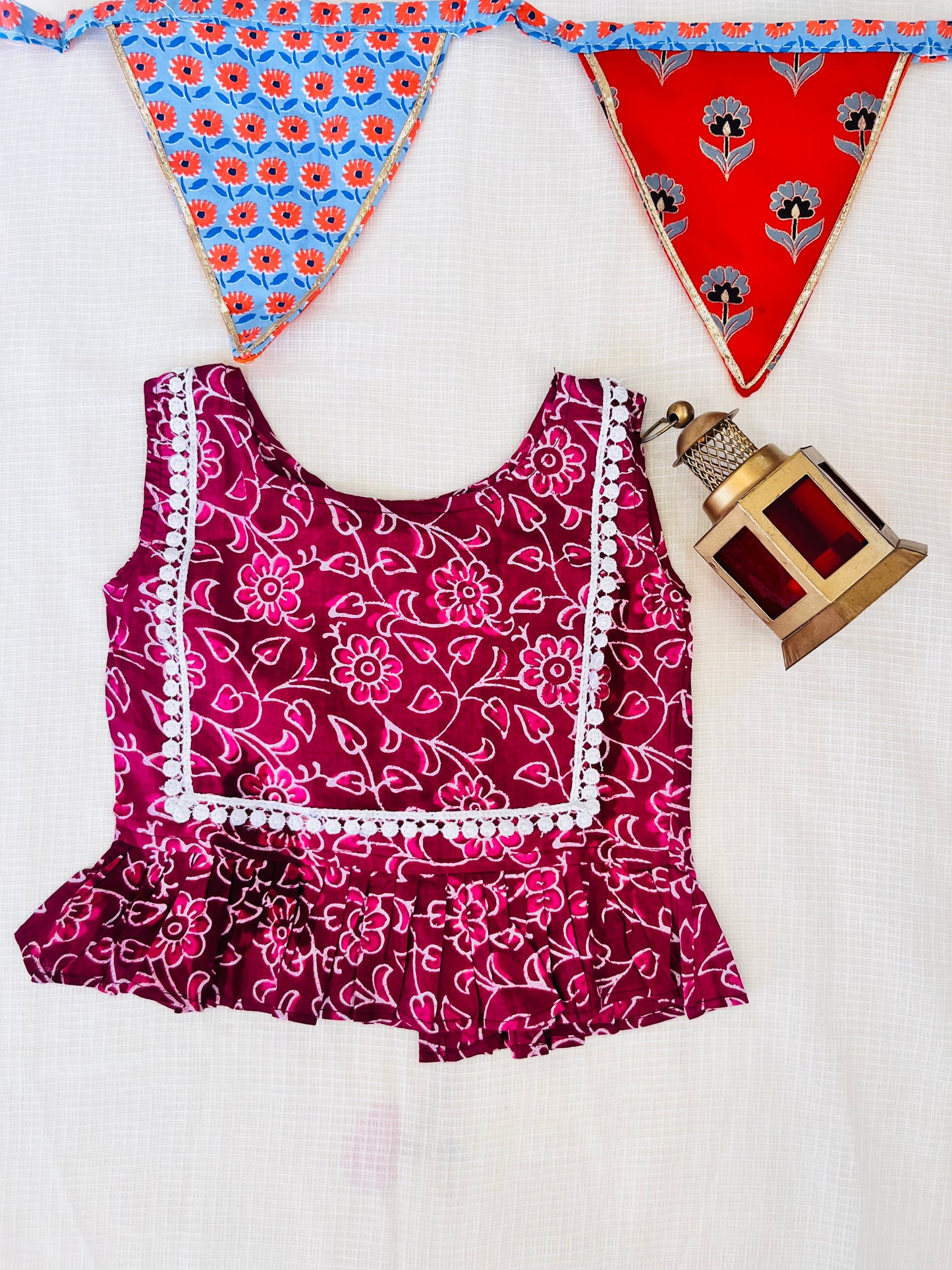 Wine Colour Discharge printed Girls Co-ord Set