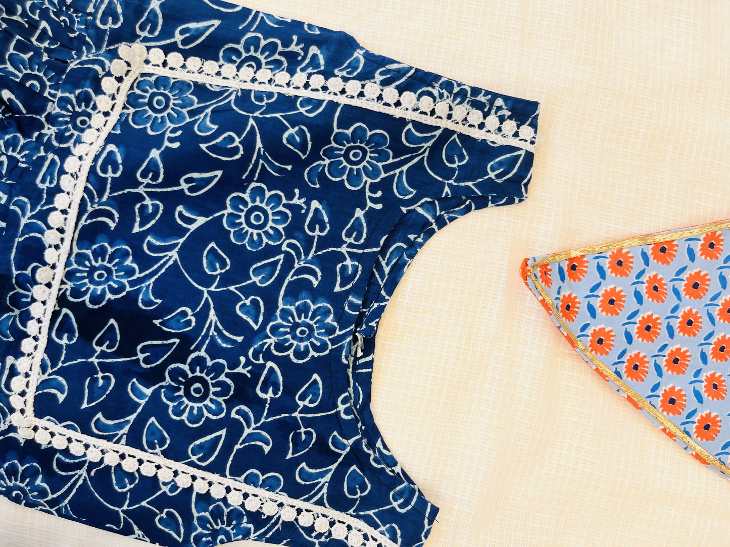 Indigo Blue Discharge printed Girls Co-ord Set