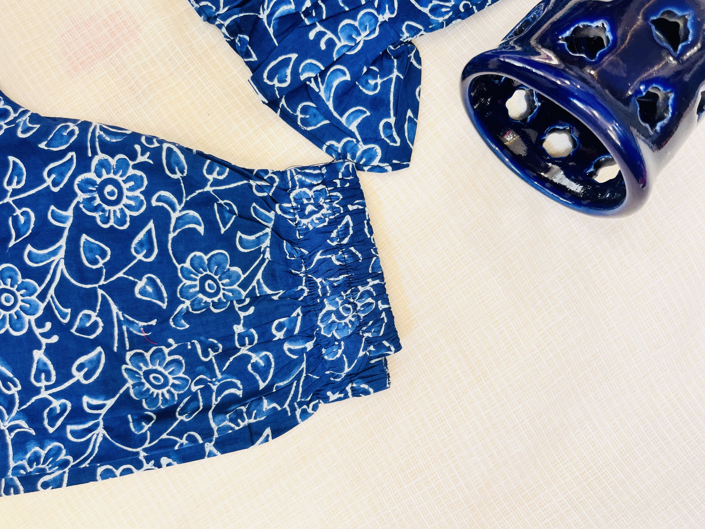 Indigo Blue Discharge printed Girls Co-ord Set