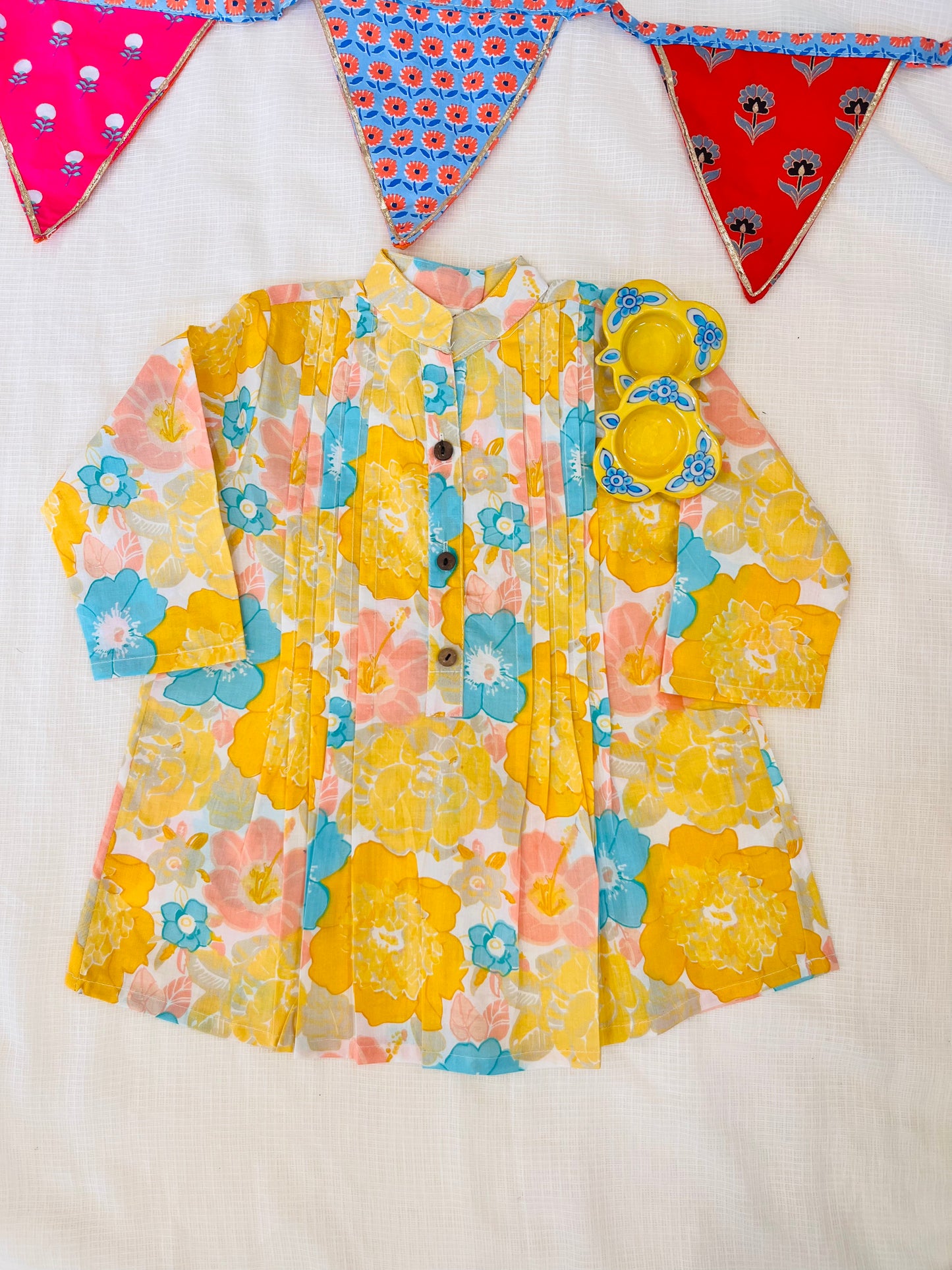 Yellow Flower Printed Girls Co-Ord Set