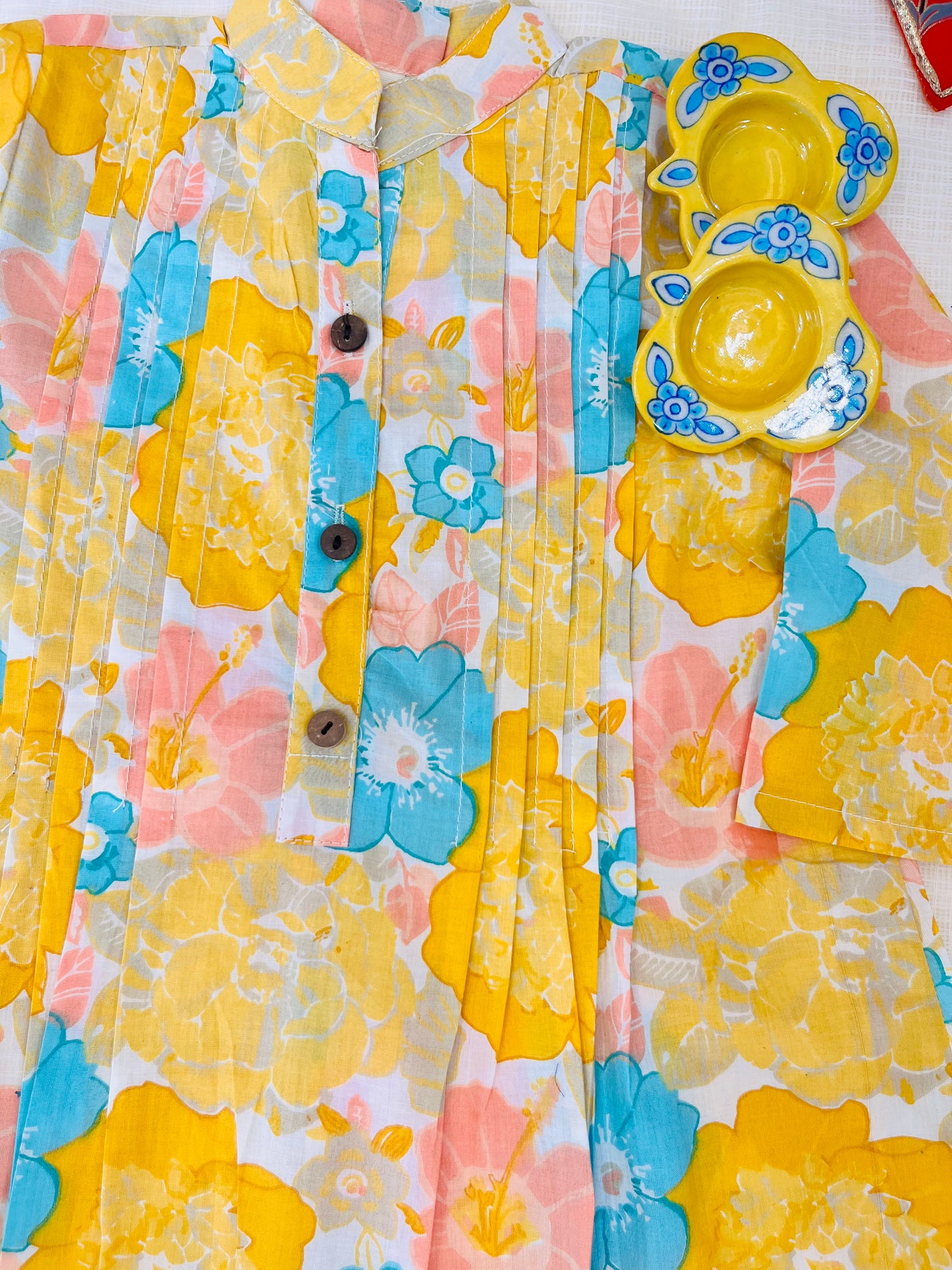 Yellow Flower Printed Girls Co-Ord Set